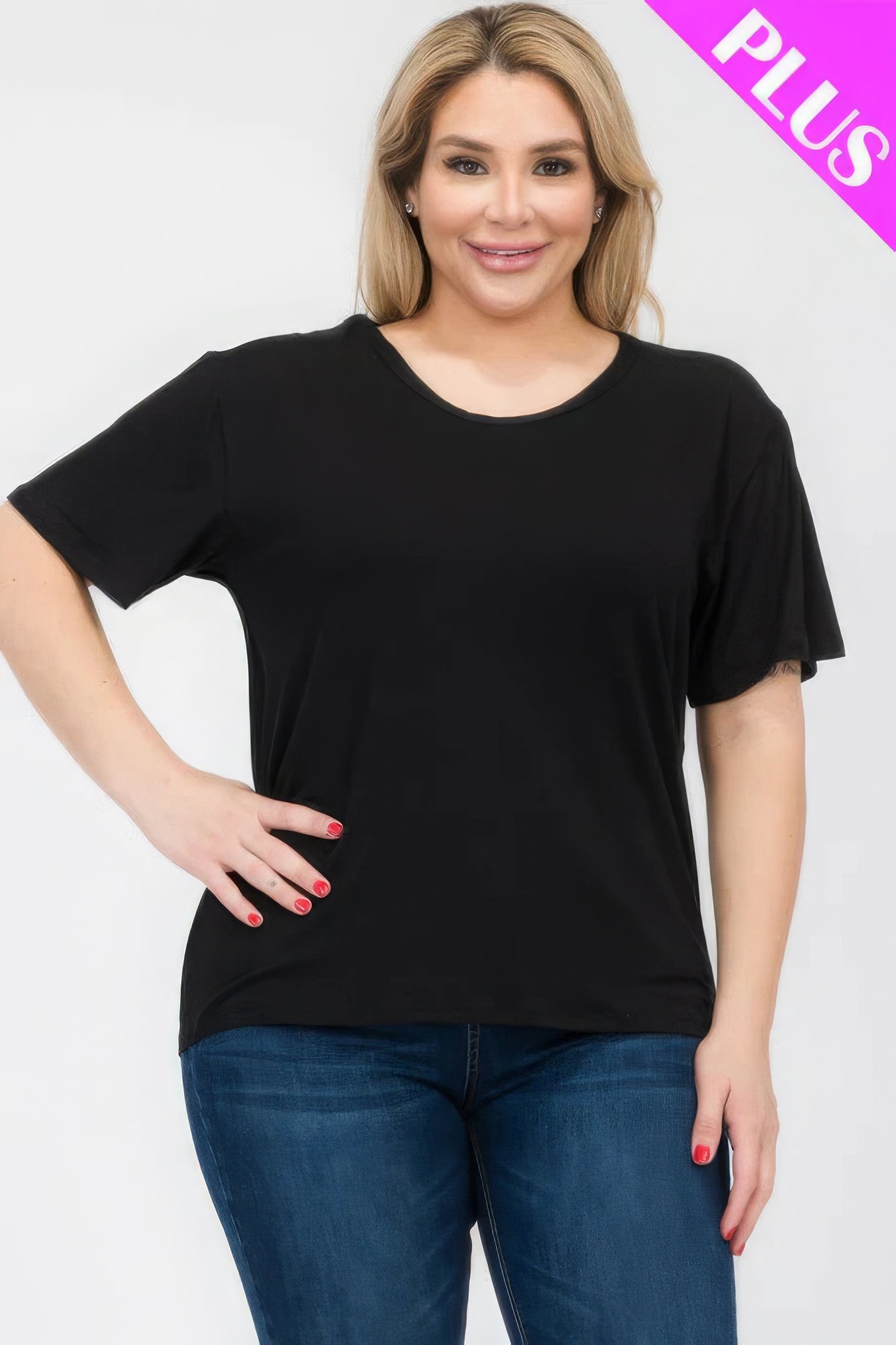 Women's Plus Basic Tee T-Shirt Soft Short Sleeve Crew Neck Solid Top (1X,2X,3X)