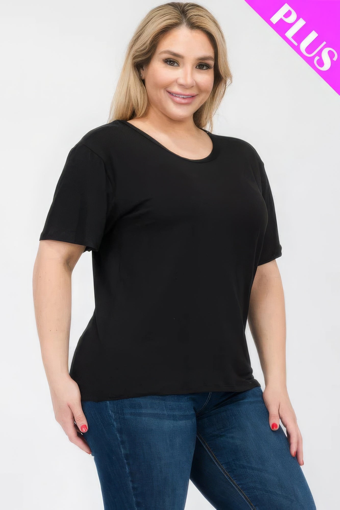 Women's Plus Basic Tee T-Shirt Soft Short Sleeve Crew Neck Solid Top (1X,2X,3X)