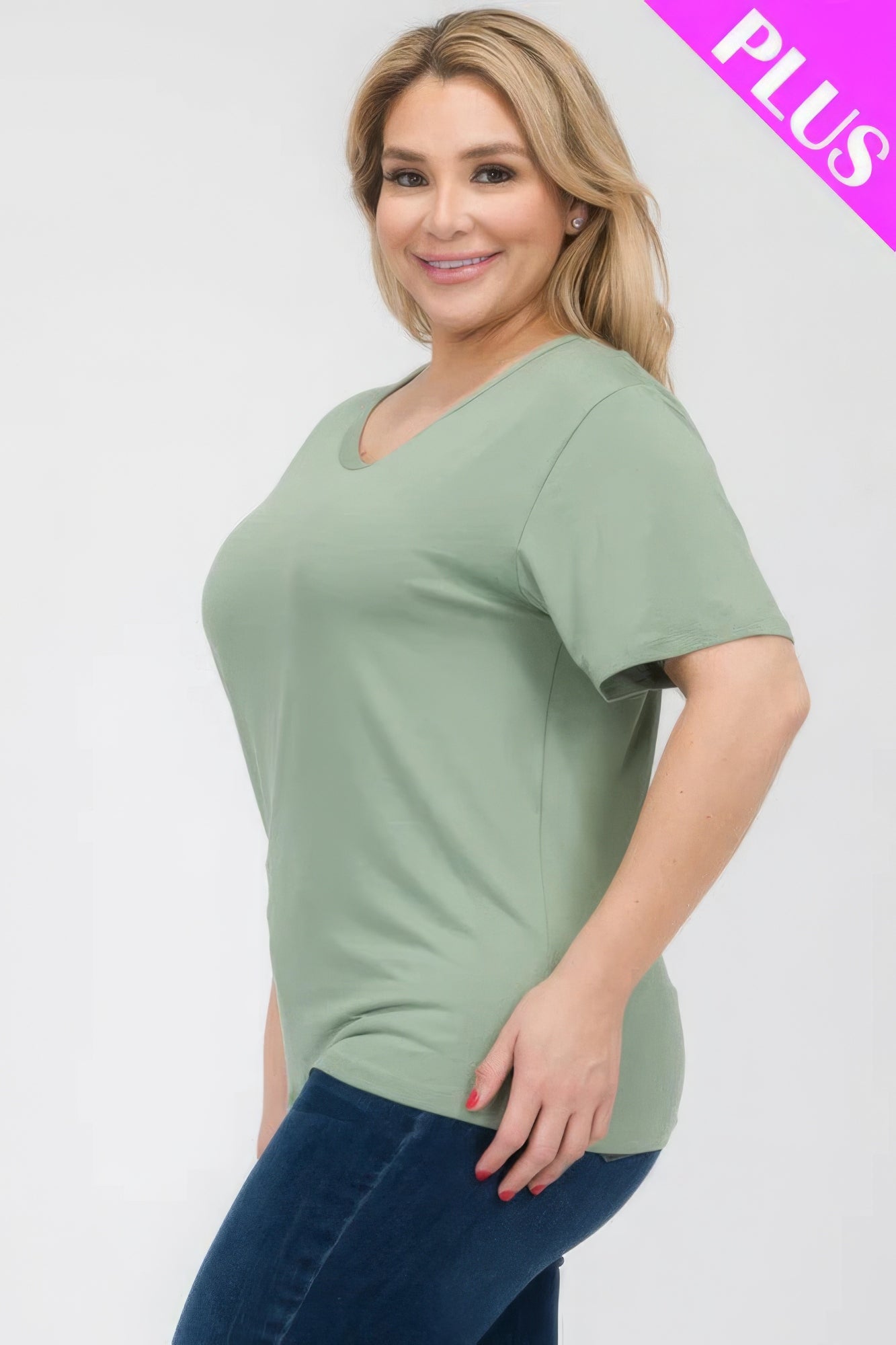 Women's Plus Basic Tee T-Shirt Soft Short Sleeve Crew Neck Solid Top (1X,2X,3X)