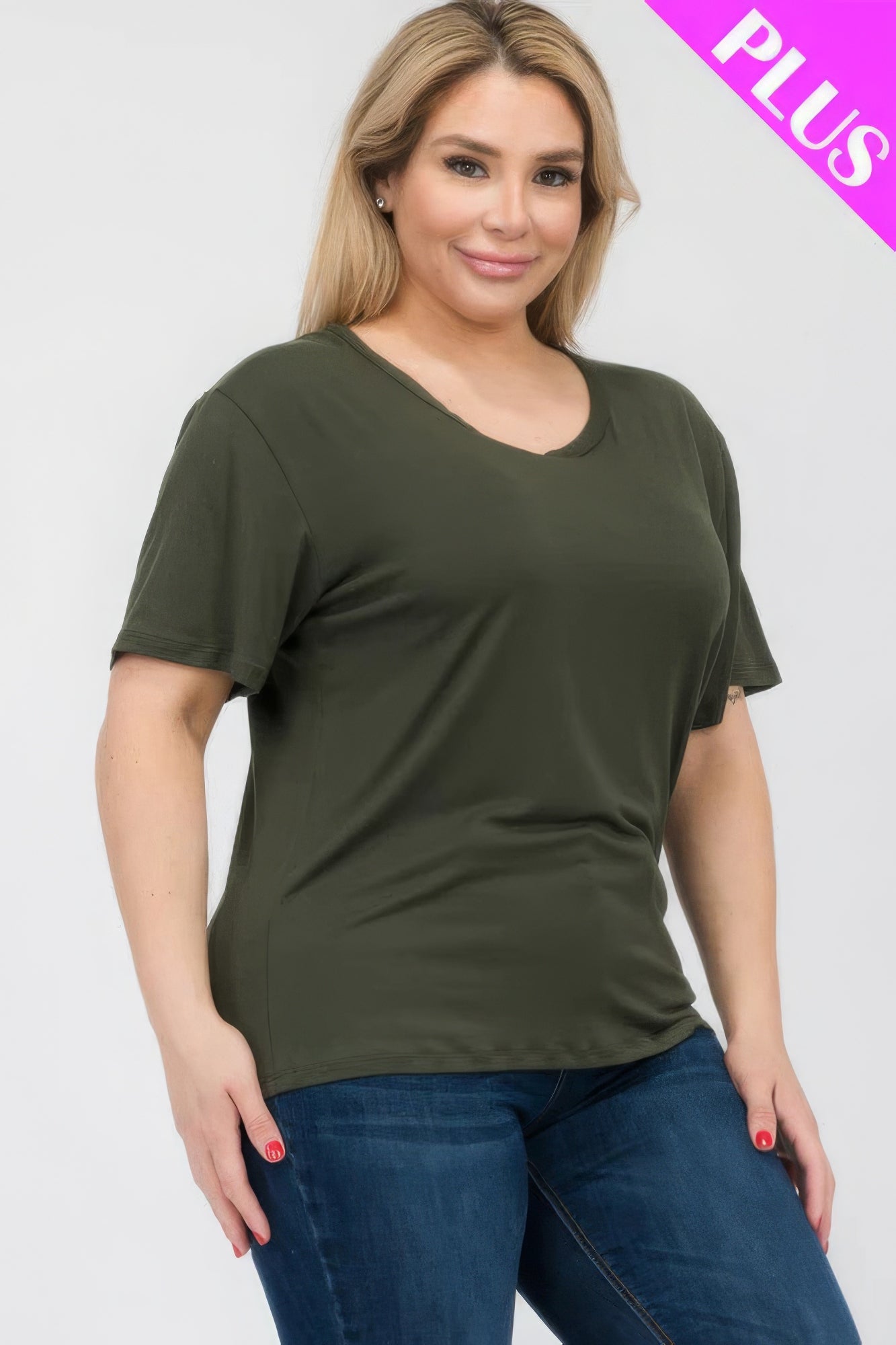 Women's Plus Basic Tee T-Shirt Soft Short Sleeve Crew Neck Solid Top (1X,2X,3X)