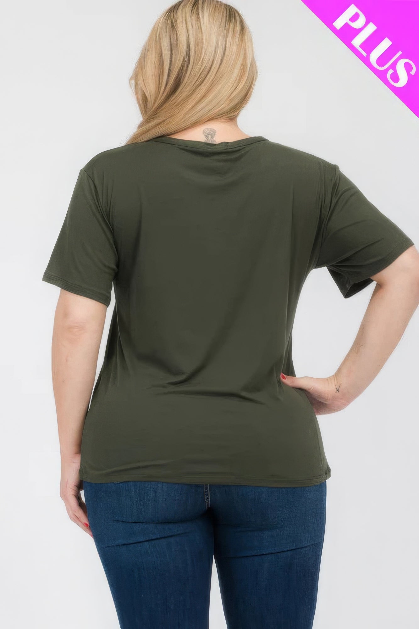 Women's Plus Basic Tee T-Shirt Soft Short Sleeve Crew Neck Solid Top (1X,2X,3X)