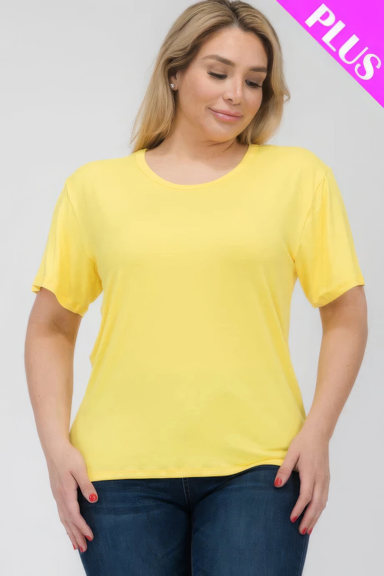 Women's Plus Basic Tee T-Shirt Soft Short Sleeve Crew Neck Solid Top (1X,2X,3X)