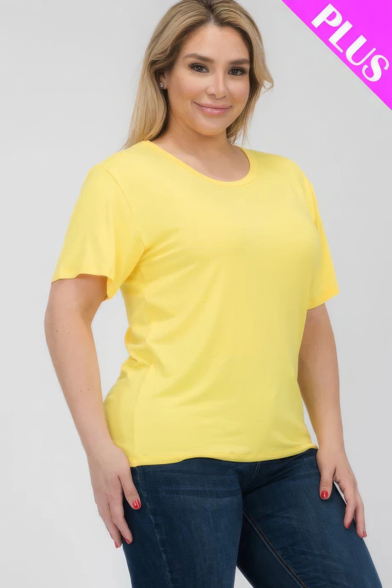 Women's Plus Basic Tee T-Shirt Soft Short Sleeve Crew Neck Solid Top (1X,2X,3X)