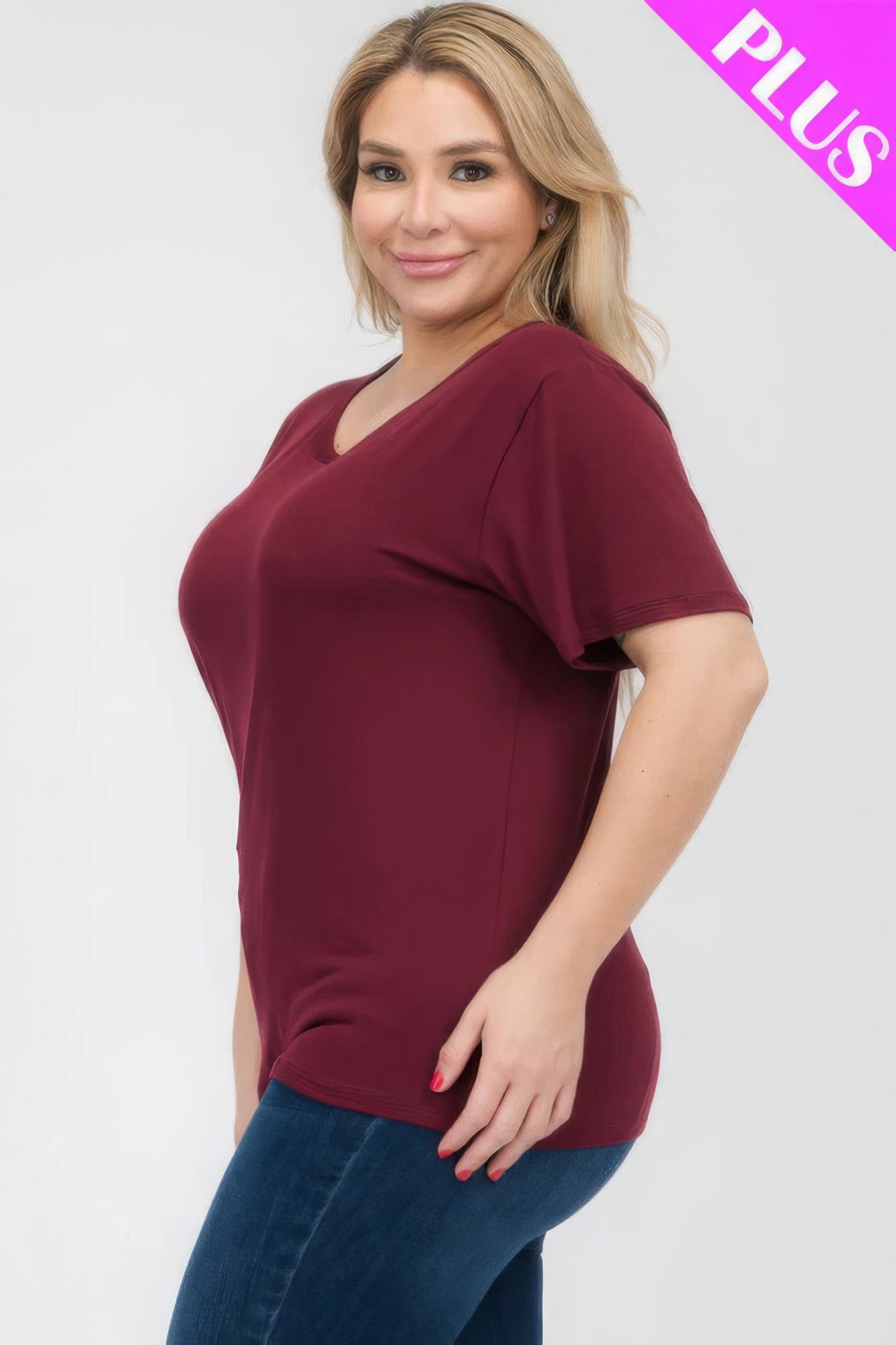 Women's Plus Basic Tee T-Shirt Soft Short Sleeve Crew Neck Solid Top (1X,2X,3X)