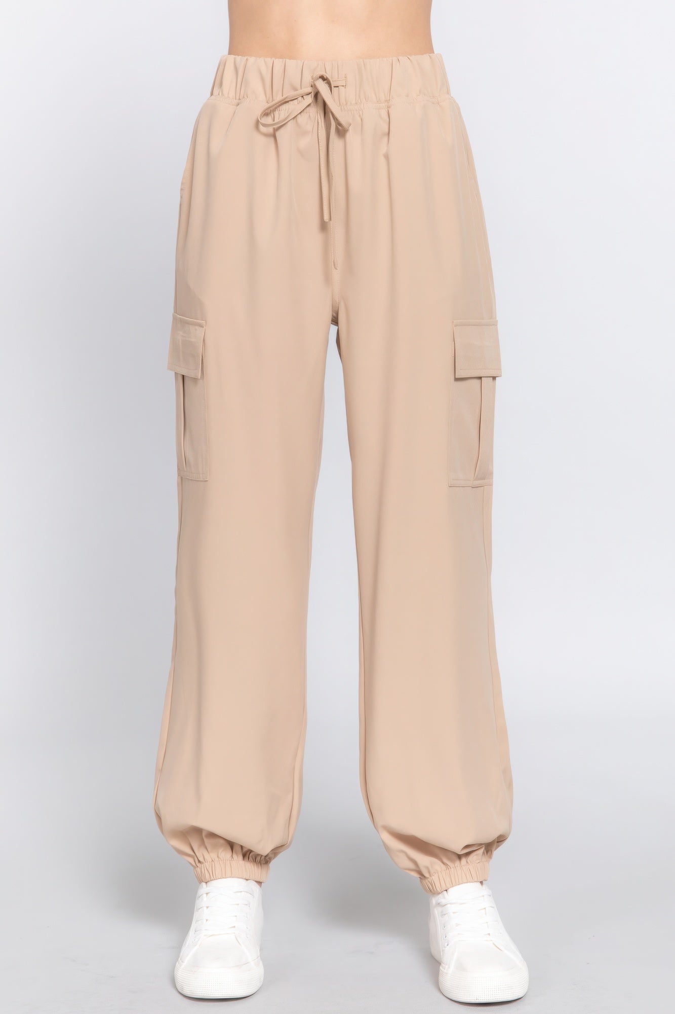 Women's Cargo Pants Casual Stretch Woven Light Weight Trousers Pockets Joggers