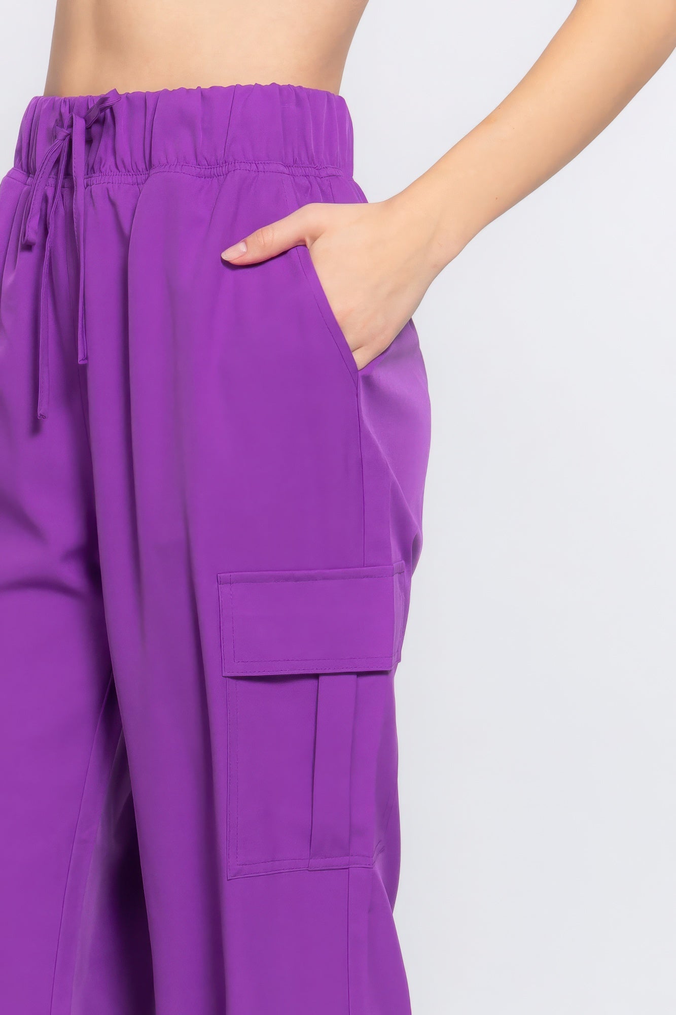 Women's Cargo Pants Casual Stretch Woven Light Weight Trousers Pockets Joggers