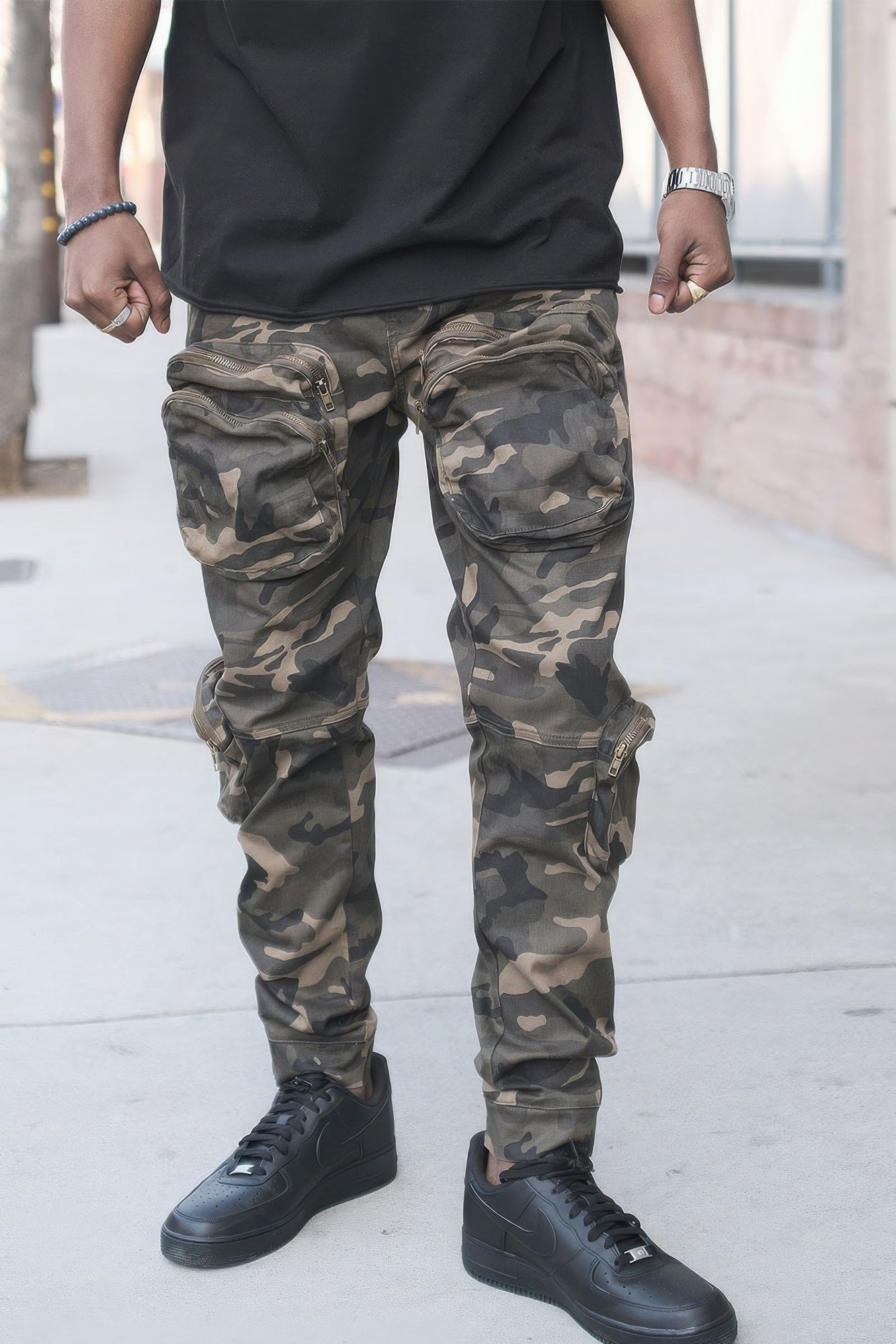 Men's Jogger Cargo Pants Army Tactical Combat Hiking Hunting Work Camo