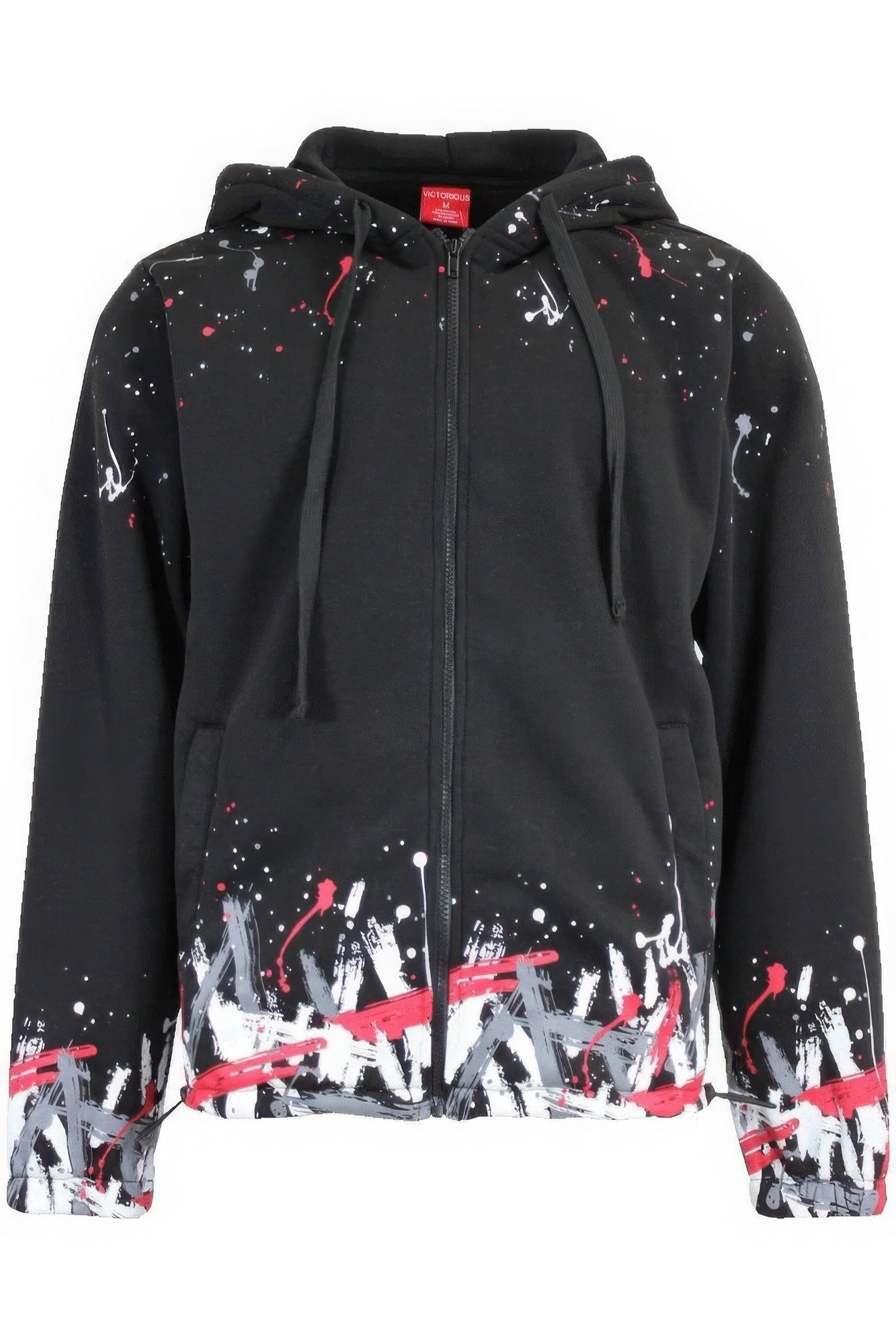 Men's Paint Splatter Fleece Tracksuit Set Hoodie Top Zipper Jacket & Sweatpants
