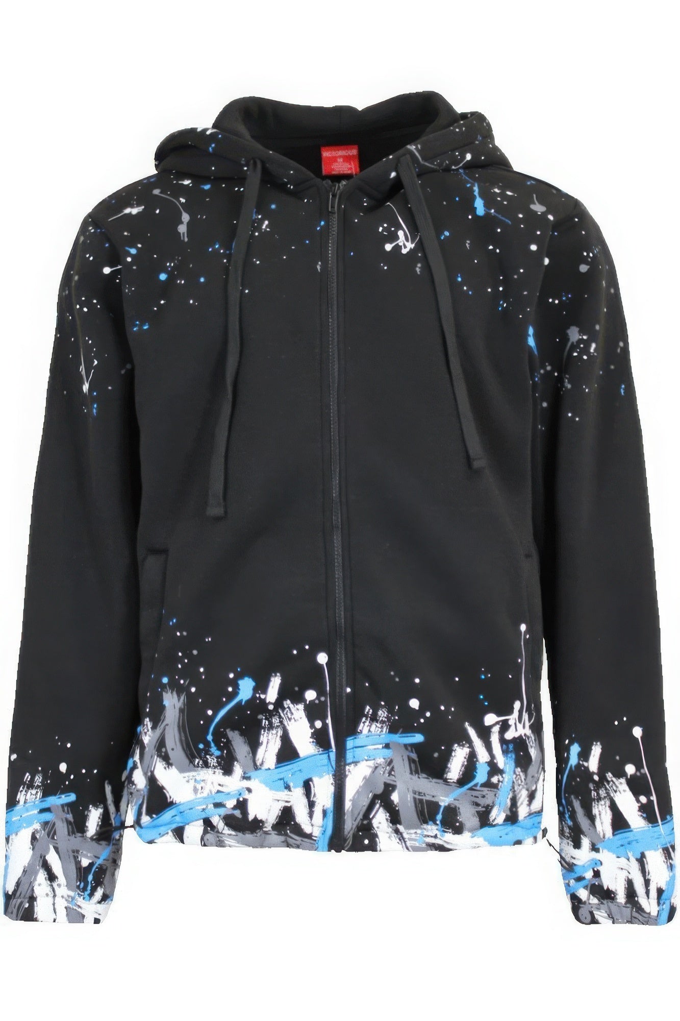 Men's Paint Splatter Fleece Tracksuit Set Hoodie Top Zipper Jacket & Sweatpants