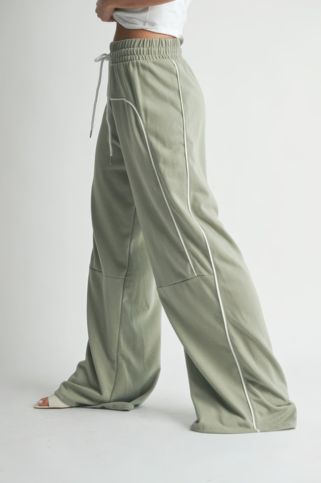 Womens Contrast Stripe Drawstring Jogger Pants Soft Trousers