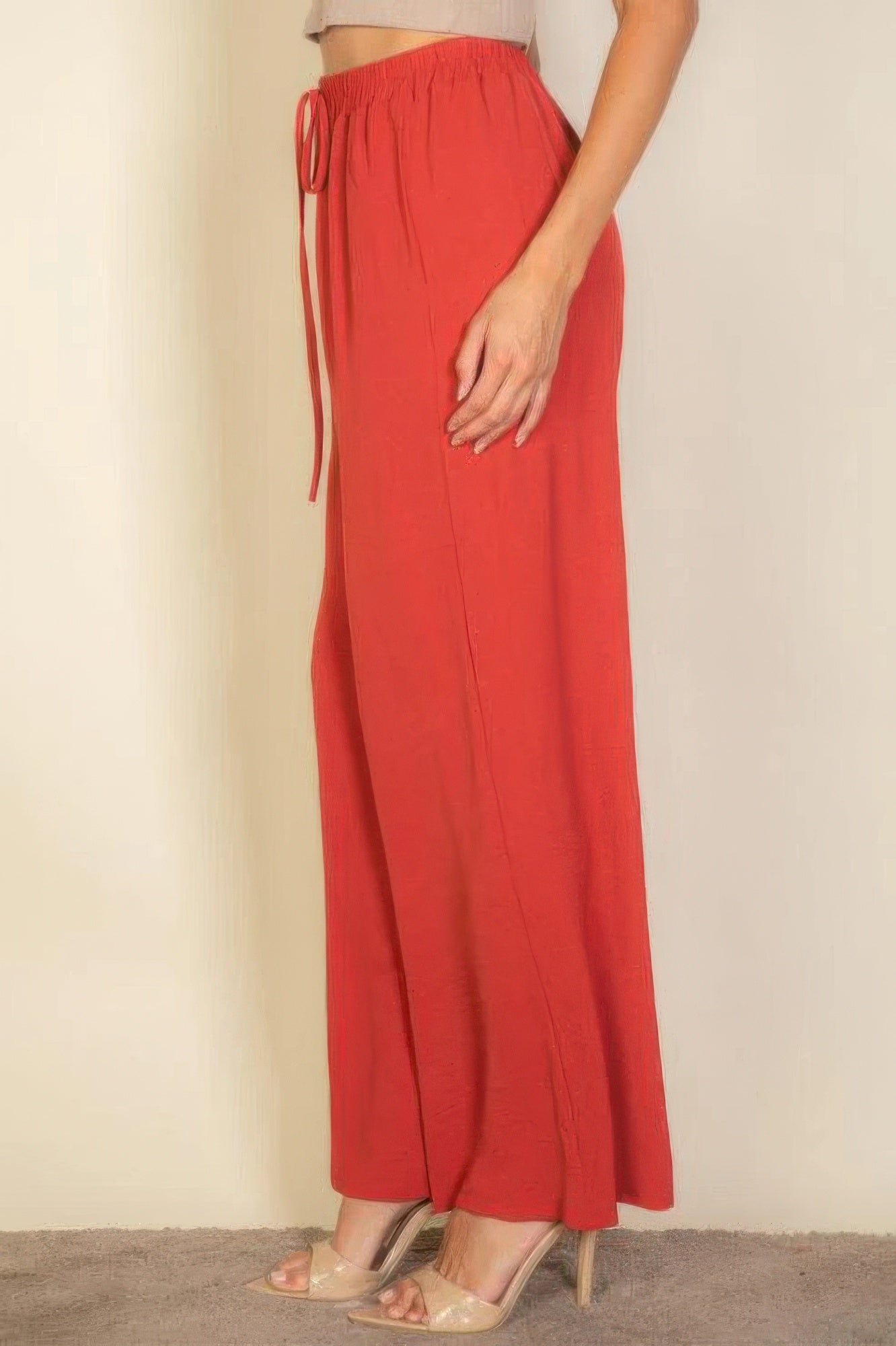 Women's Pants Drawstring Waist Wide Leg Minimalist Stretch Palazzo Pants