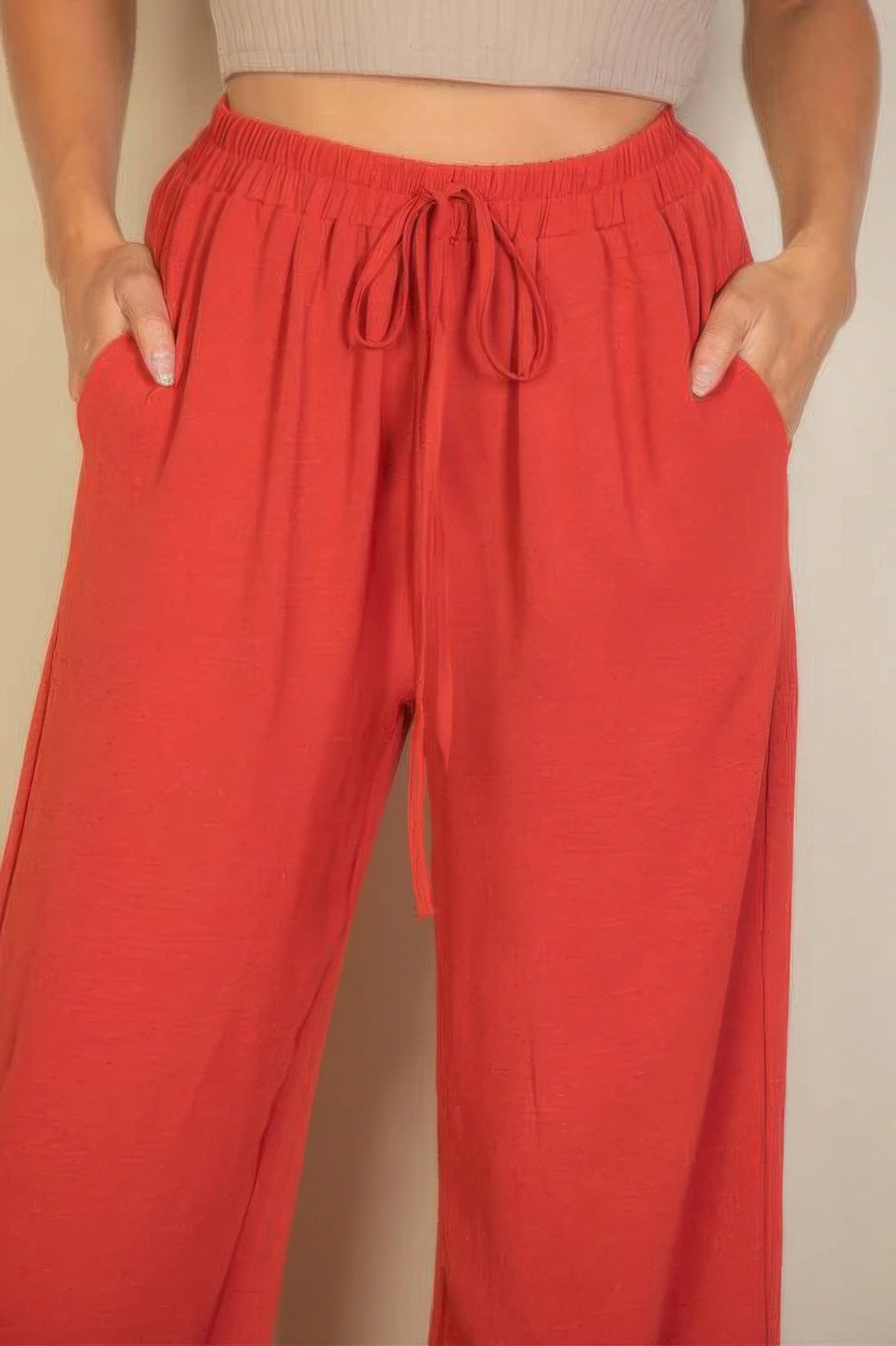 Women's Pants Drawstring Waist Wide Leg Minimalist Stretch Palazzo Pants