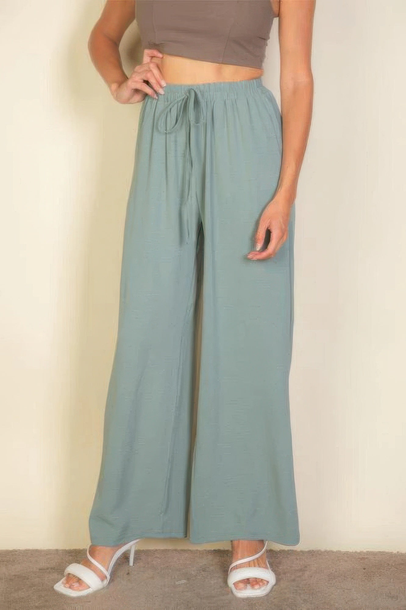 Women's Pants Drawstring Waist Wide Leg Minimalist Stretch Palazzo Pants