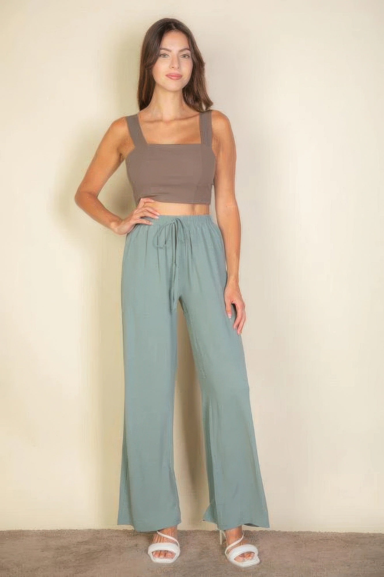 Women's Pants Drawstring Waist Wide Leg Minimalist Stretch Palazzo Pants