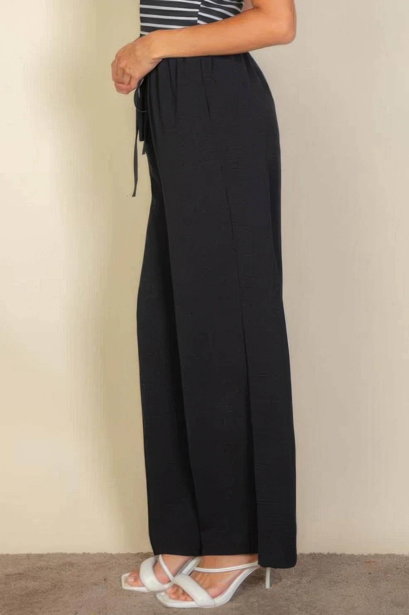 Women's Pants Drawstring Waist Wide Leg Minimalist Stretch Palazzo Pants