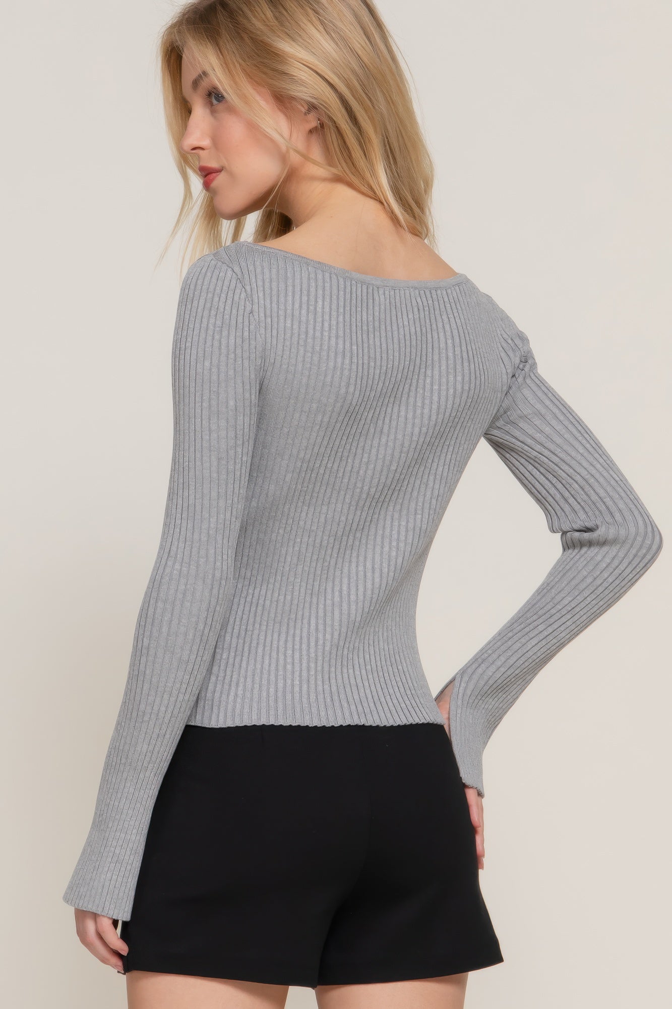 Women's Long Sleeve Boat Neck Knitted Comfy Pullover Sweater