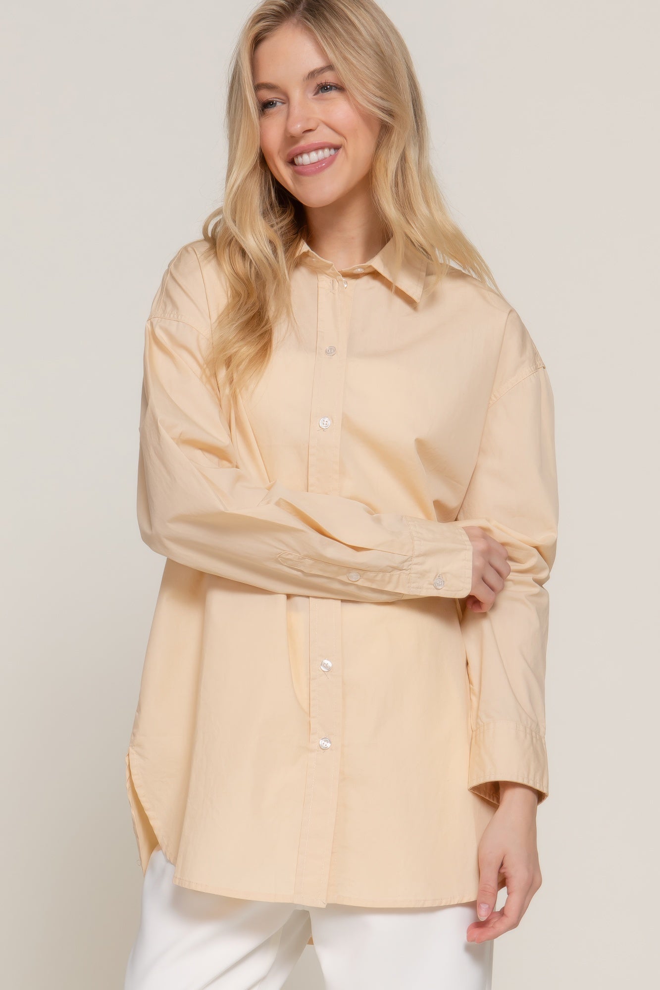 Womens Casual Button-Up Shirt Long Sleeve Loose Fit Tops