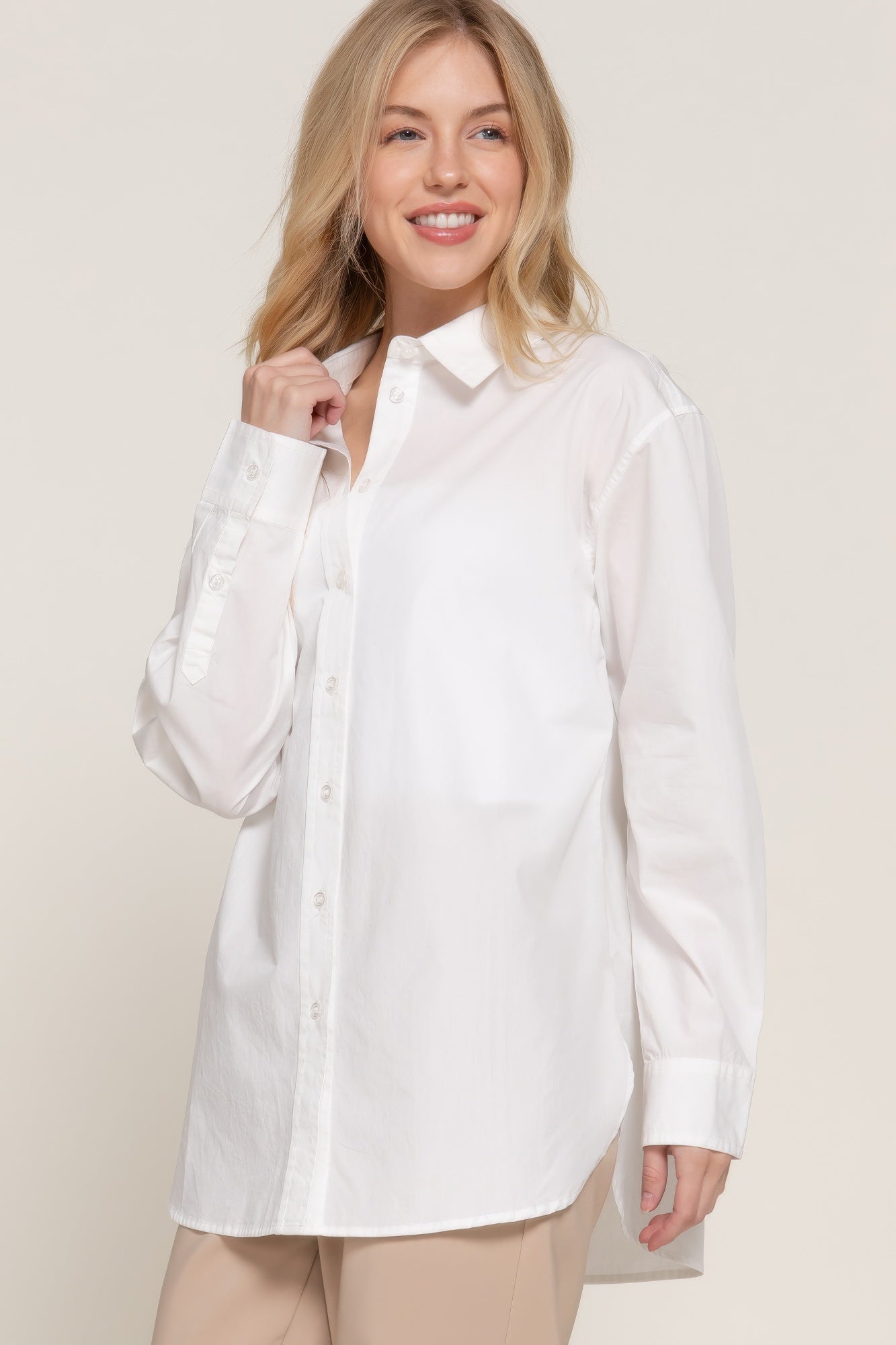 Womens Casual Button-Up Shirt Long Sleeve Loose Fit Tops