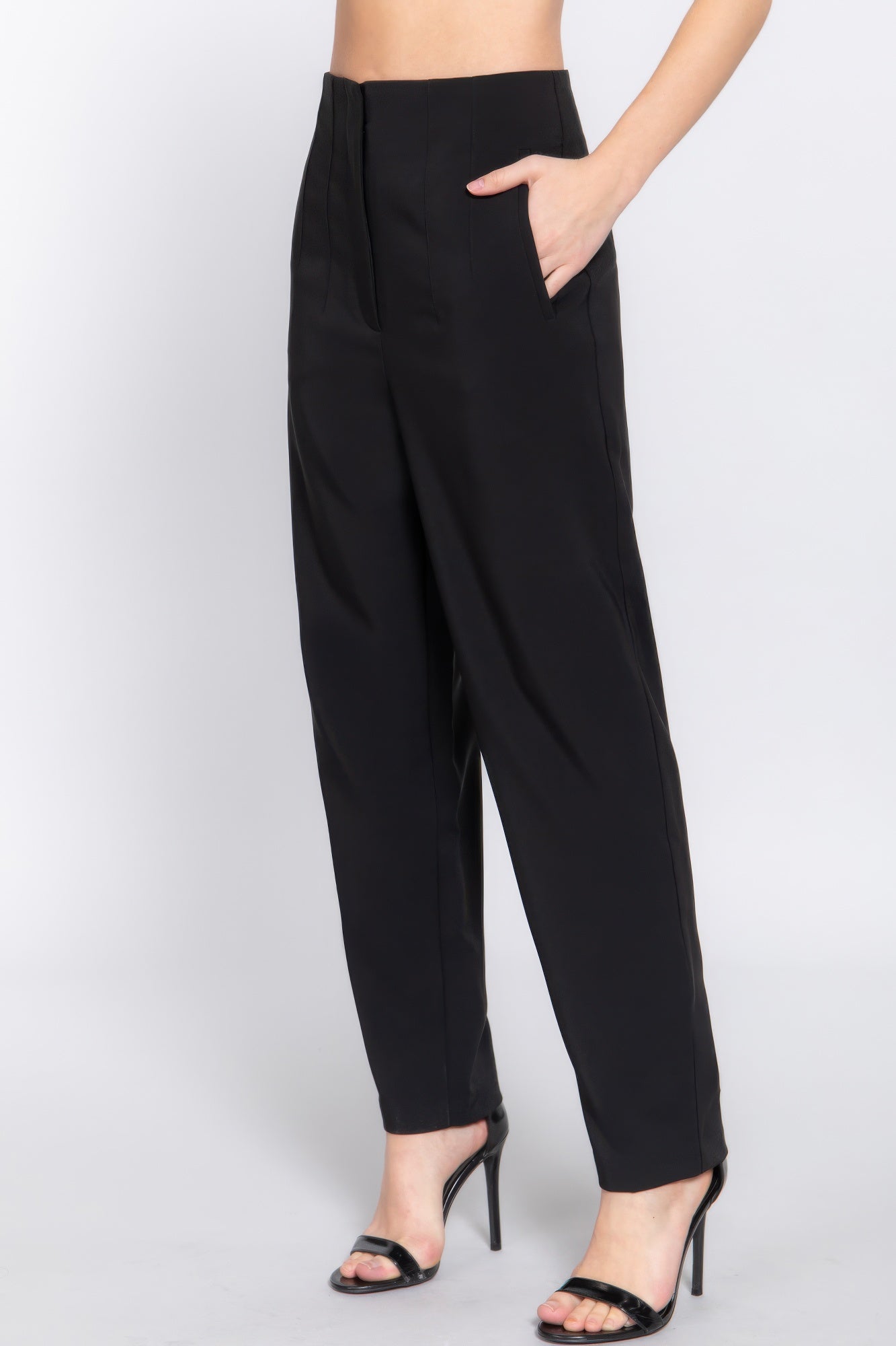 Womens Work Trousers High Waist Pintuck Office Formal Long Pants