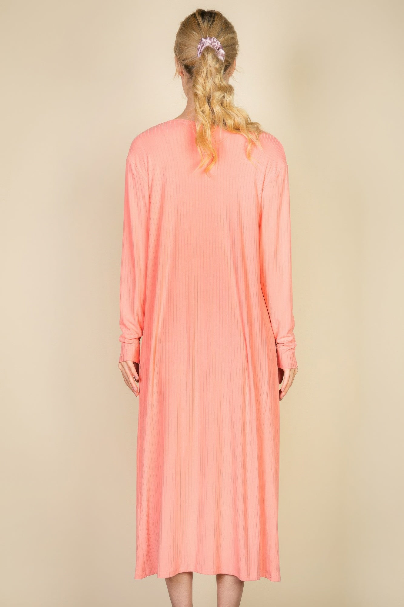 Women Long Sleeve Ribbed Cardigan & Cami Midi Bodycon Stretch Dress