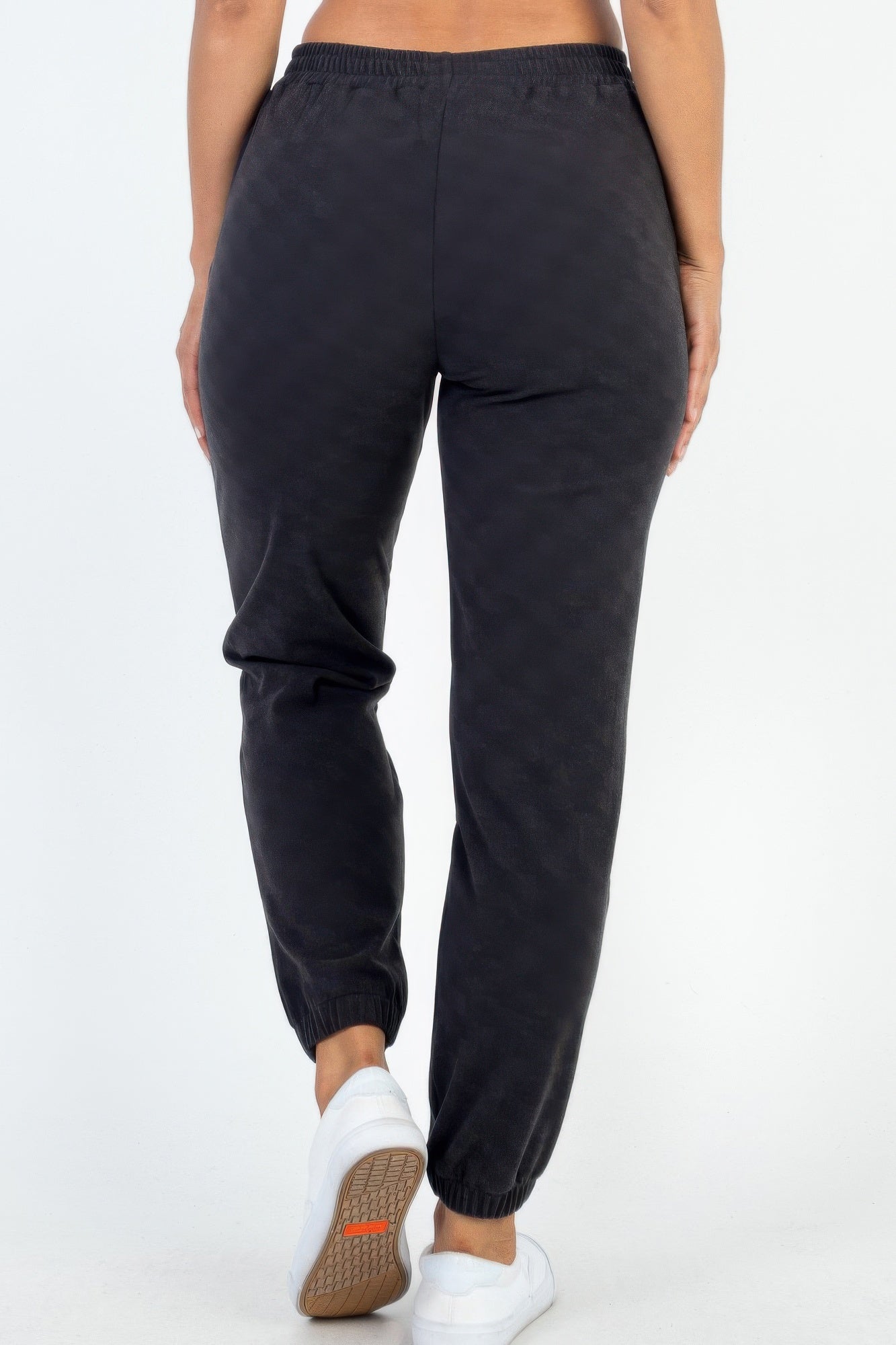 Women Ribbed Elastic Waistband Jogger Long Pants Soft Fabric