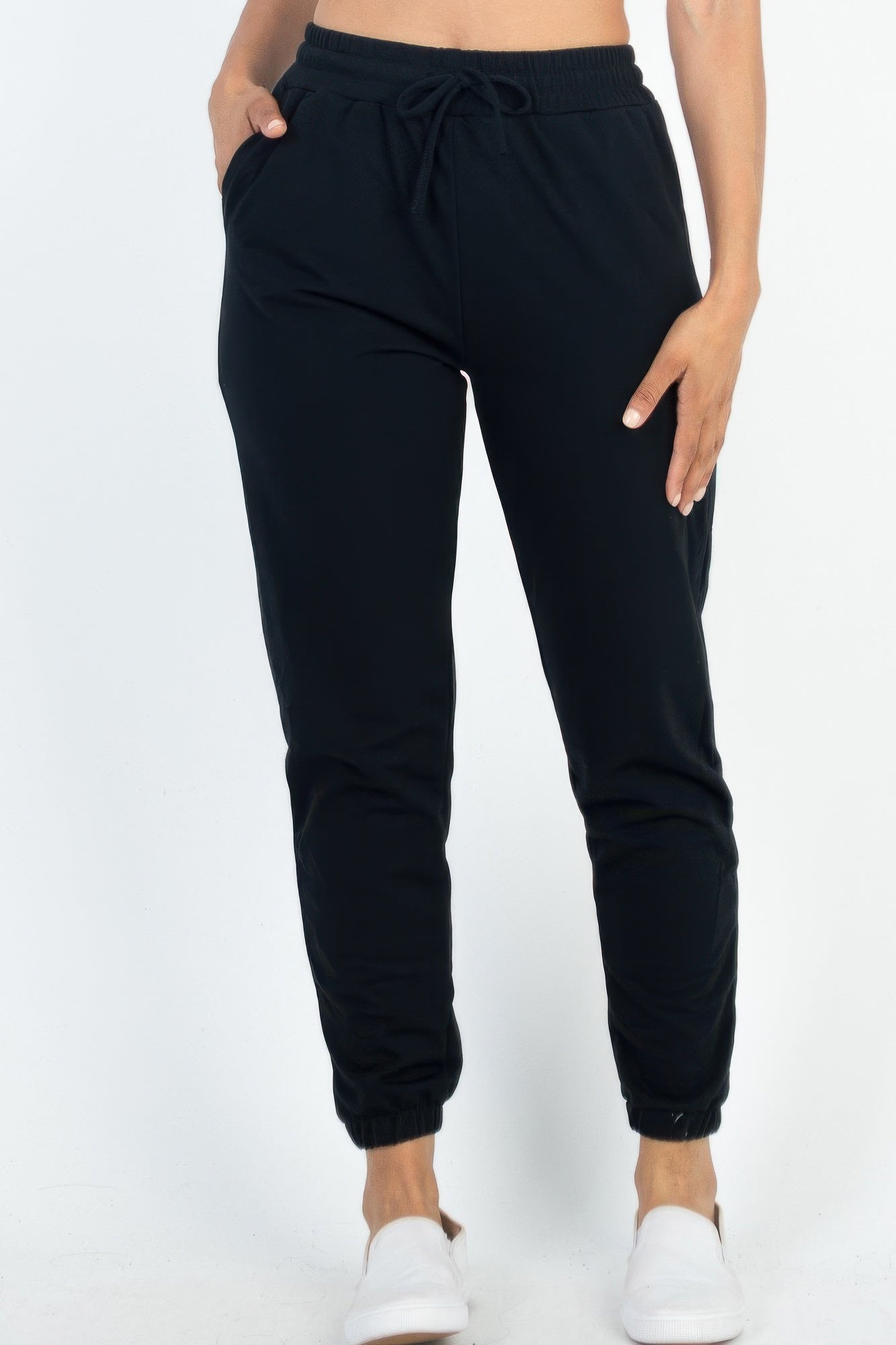 Women Jogger Pants Drawstring Elastic Waist French Terry Sweatpants Pockets