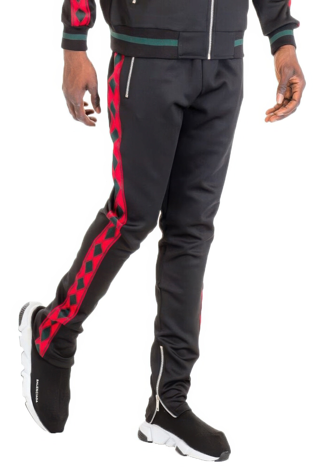 Mens Diamond Tape Design Casual Track Pants Jogger