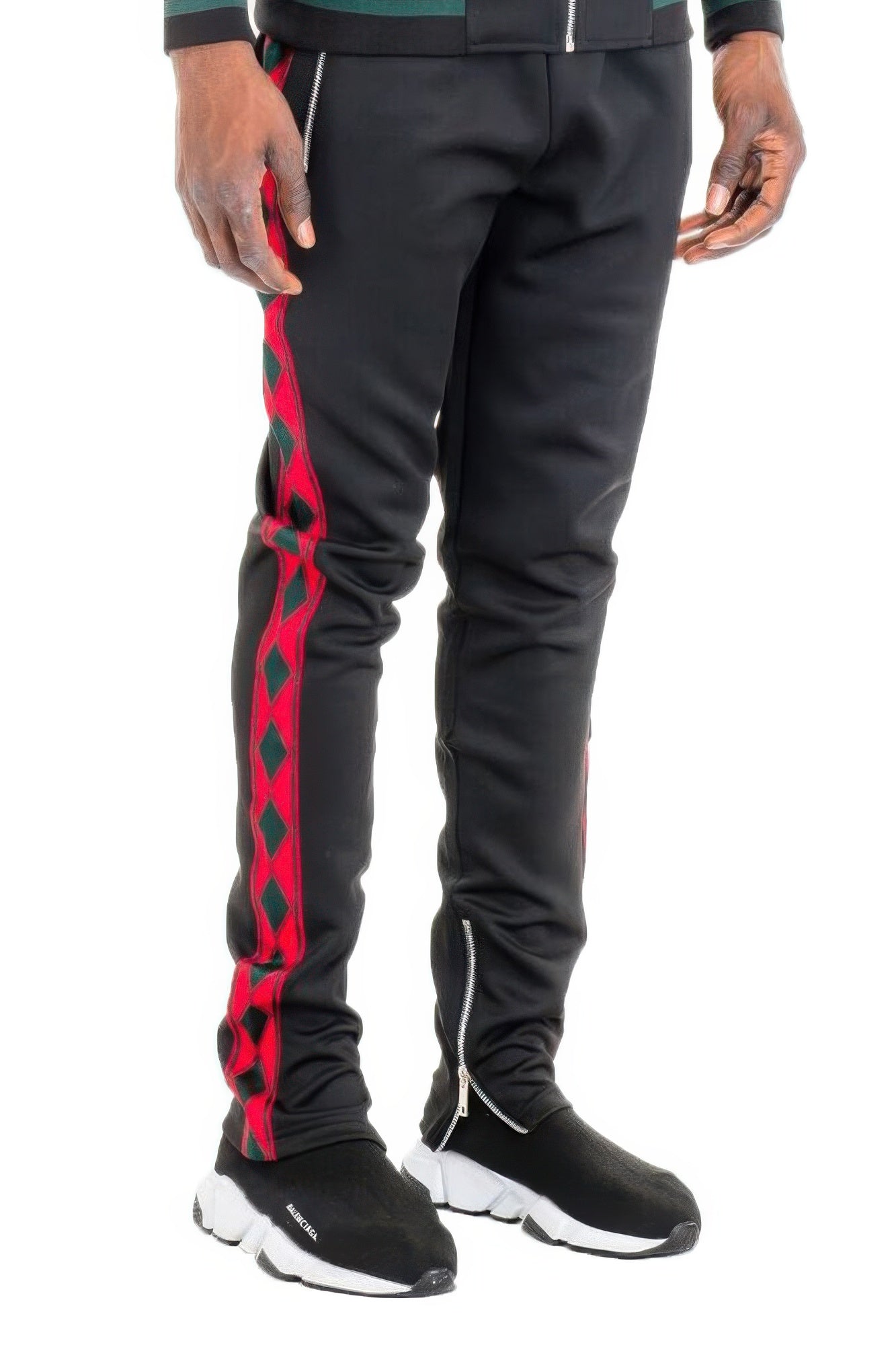 Mens Diamond Tape Design Casual Track Pants Jogger