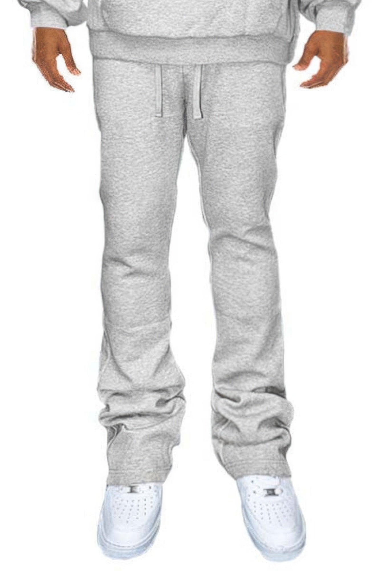 Men's Solid Stacked Flared Drawstring Sweatpants Track Pants