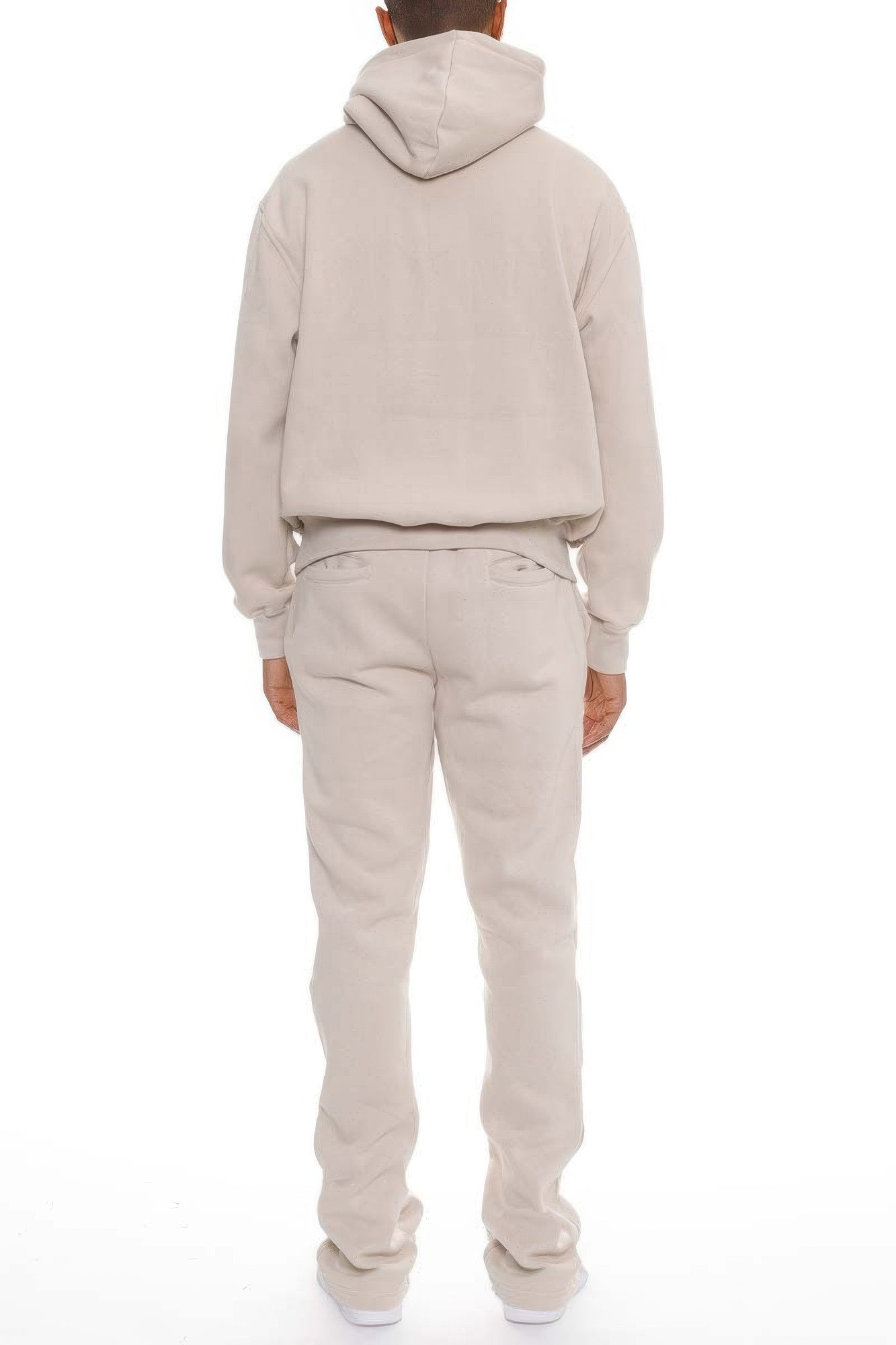 Men's Solid Stacked Fleece Flared Track Hoodie & Sweat Pant Sweat Suit Set