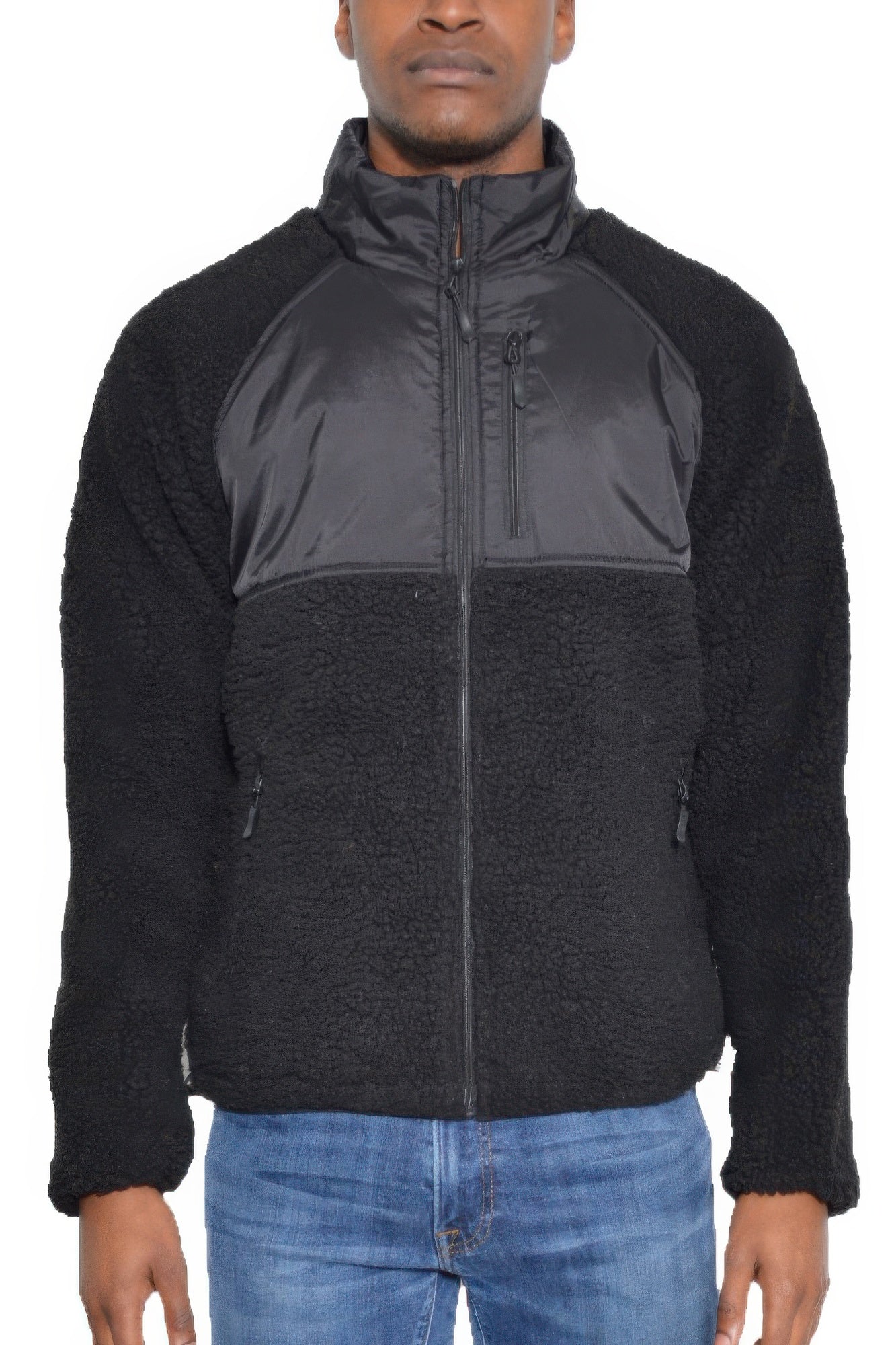 Mens Full Zip Sherpa Fleece Jacket Unisex Sherpa Coat