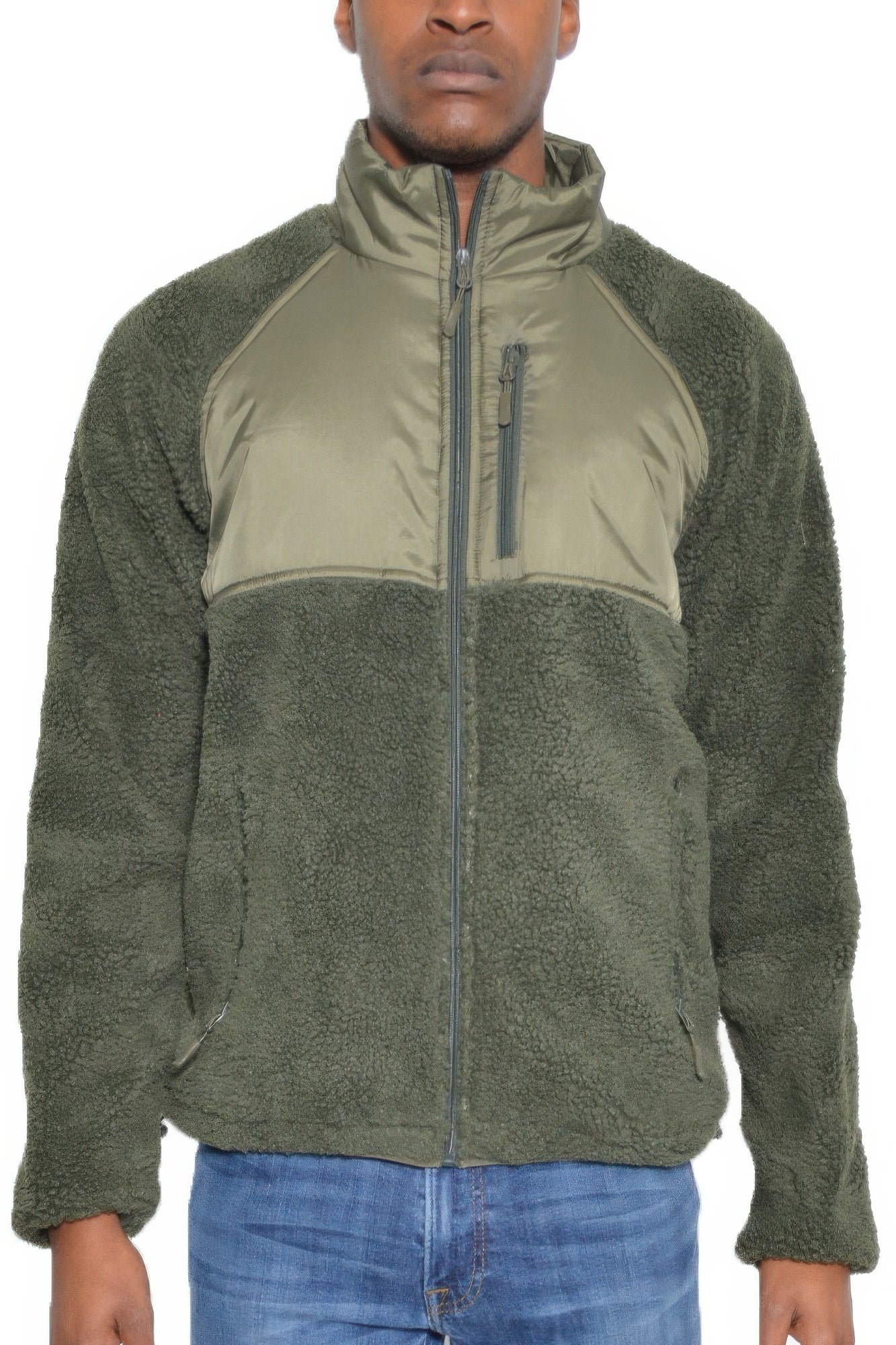 Mens Full Zip Sherpa Fleece Jacket Unisex Sherpa Coat