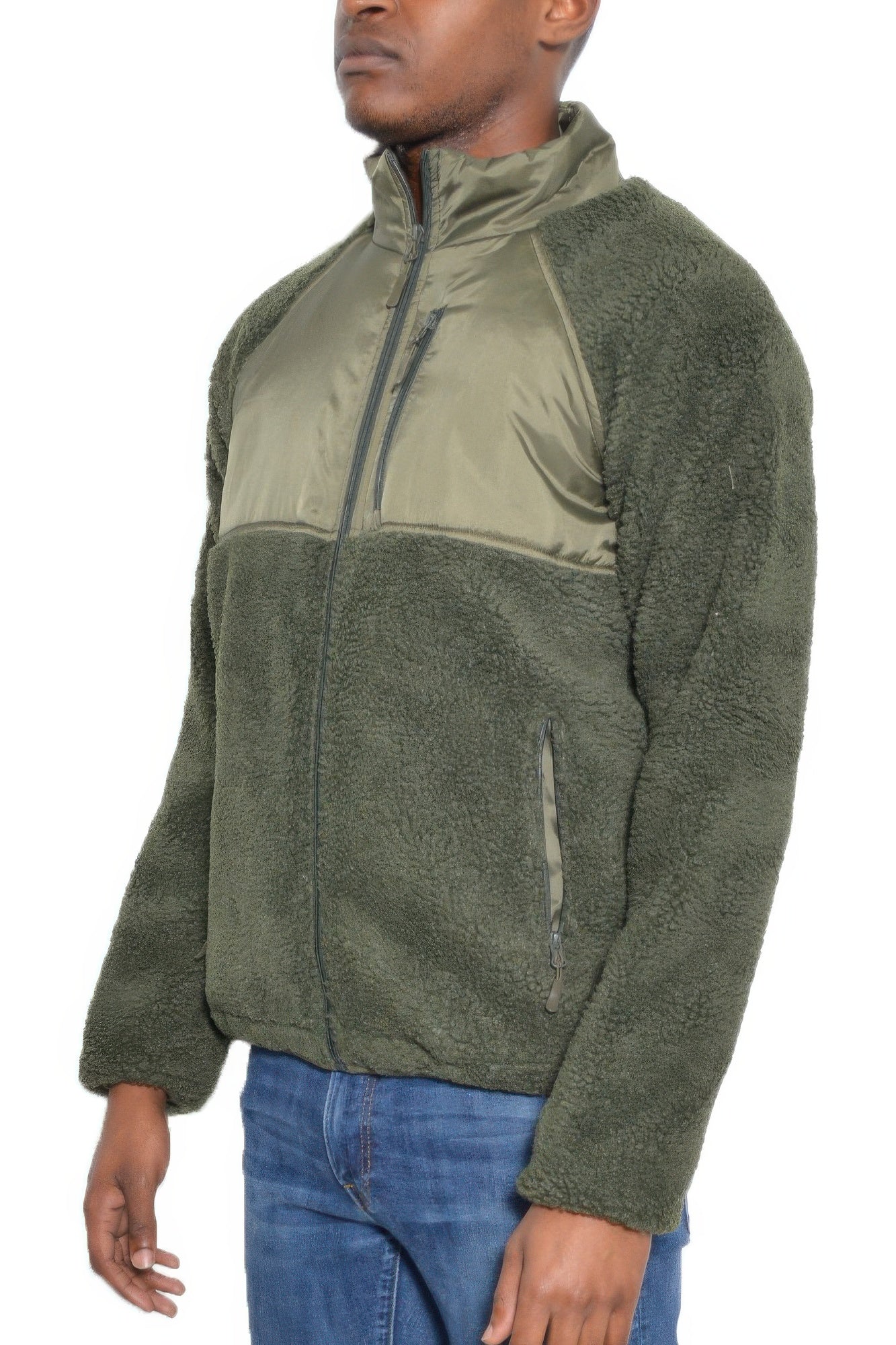 Mens Full Zip Sherpa Fleece Jacket Unisex Sherpa Coat