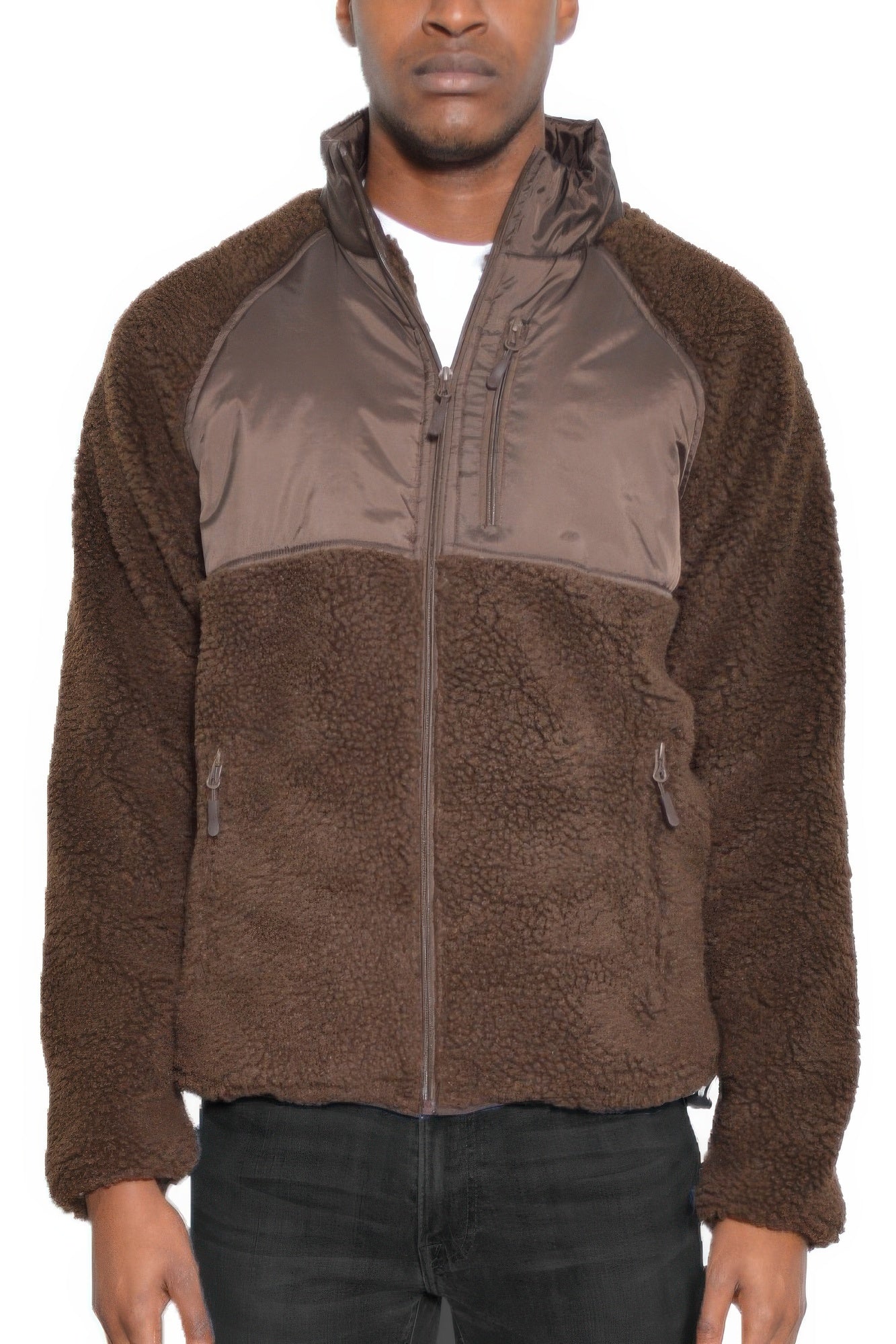 Mens Full Zip Sherpa Fleece Jacket Unisex Sherpa Coat
