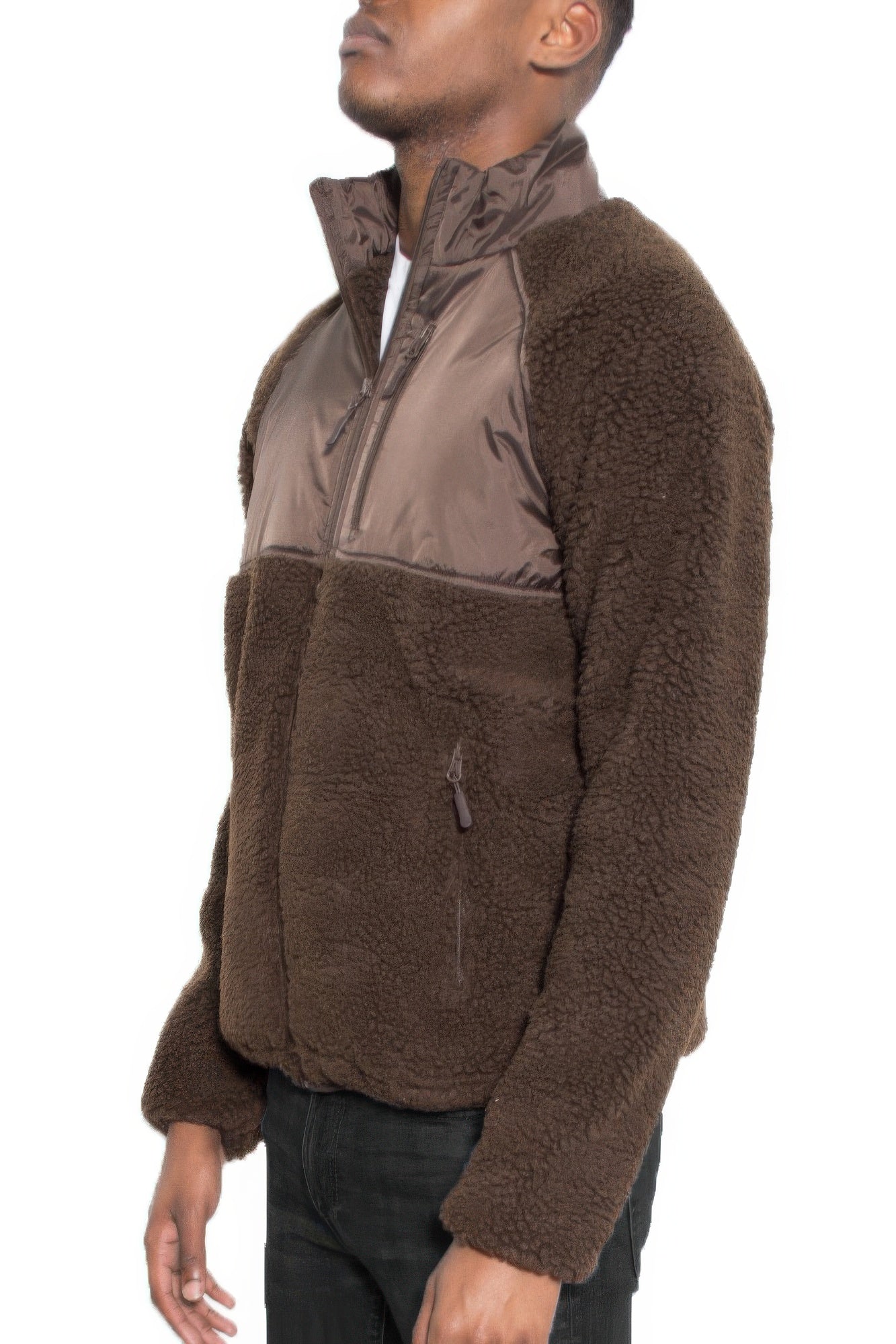 Mens Full Zip Sherpa Fleece Jacket Unisex Sherpa Coat