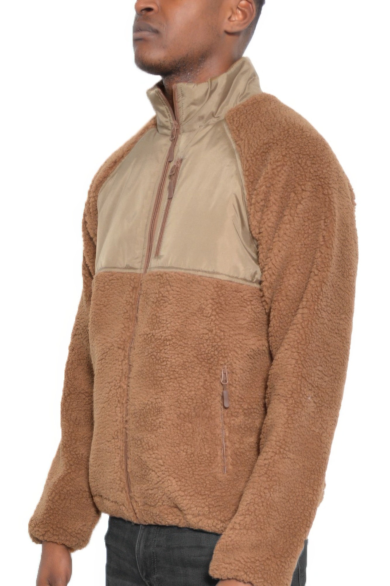 Mens Full Zip Sherpa Fleece Jacket Unisex Sherpa Coat