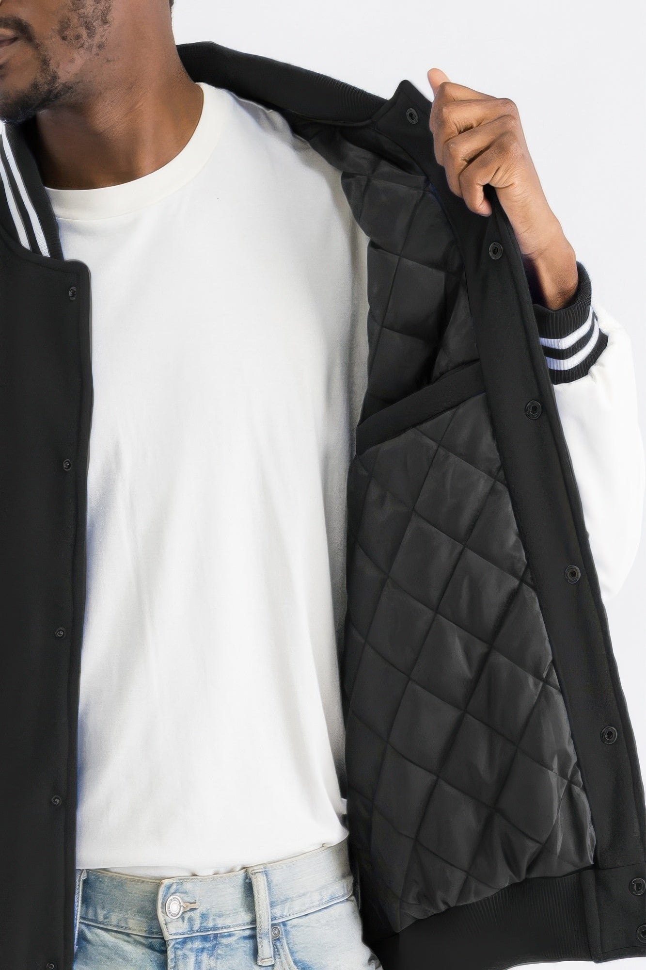 Mens Premium Classic Snap Button Vintage Baseball Letterman Varsity Jacket