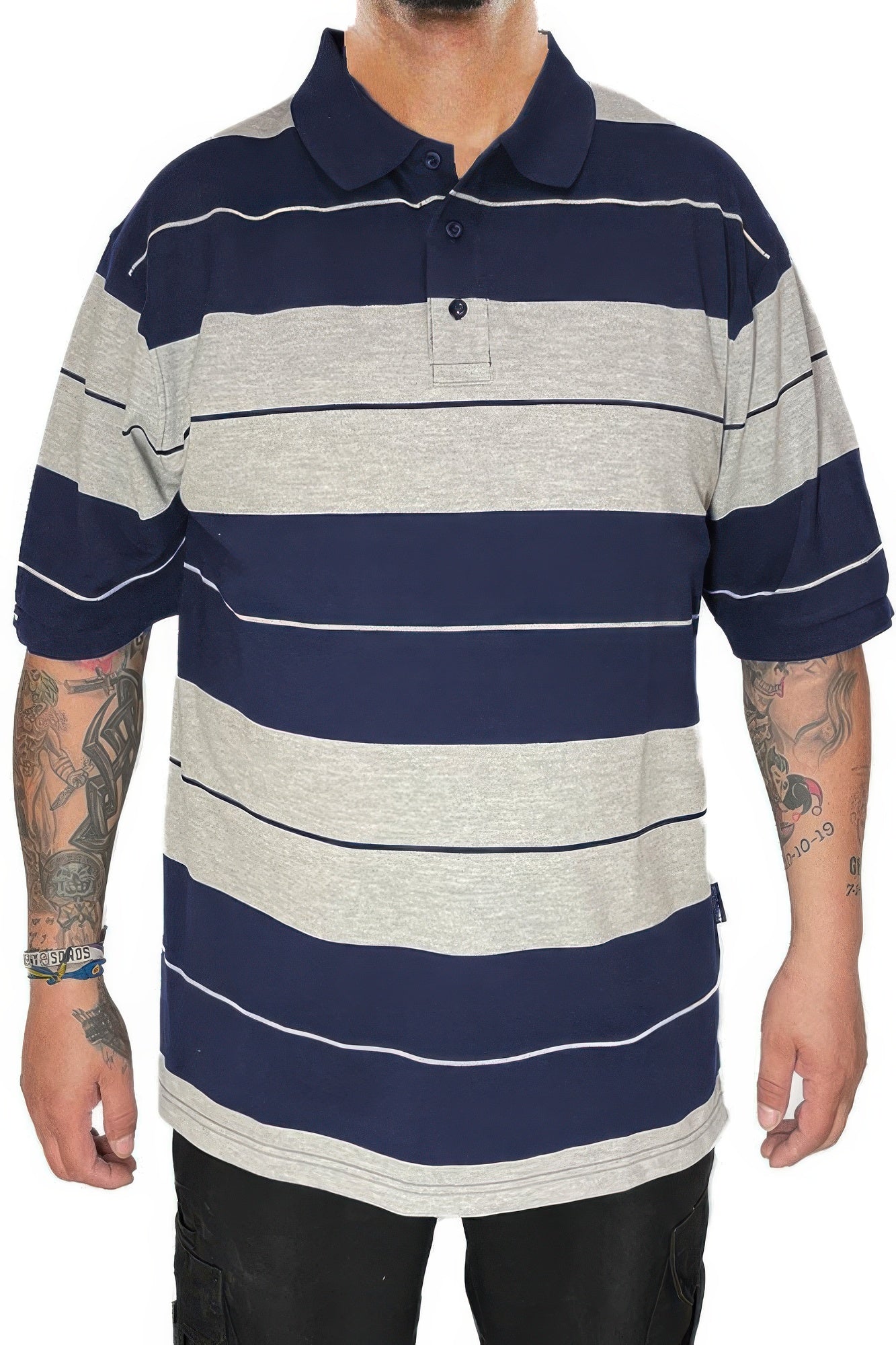 Men's Polo Shirt Striped & Solid Short Sleeve Pique 3-Button Casual Work Top