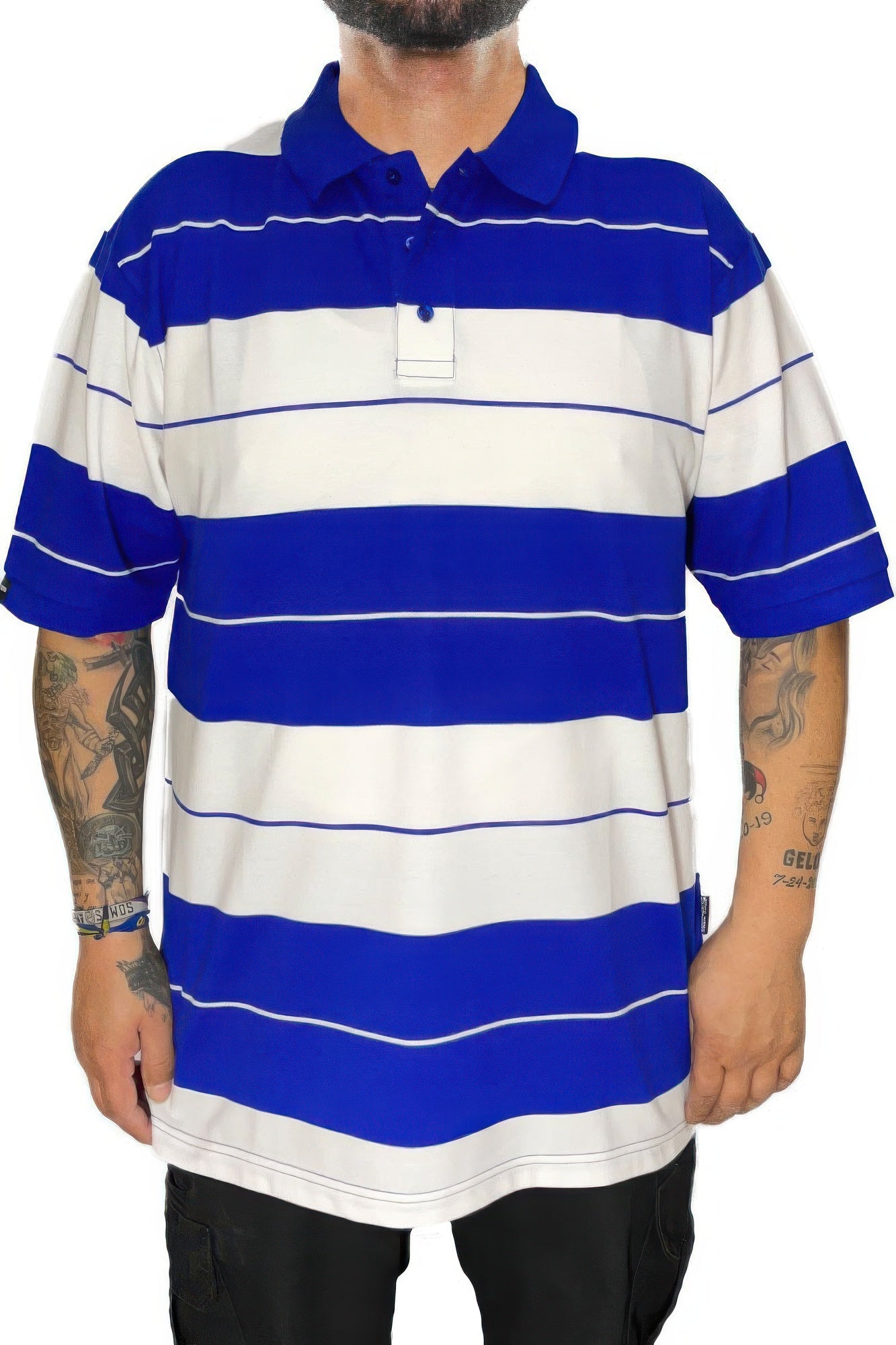 Men's Polo Shirt Striped & Solid Short Sleeve Pique 3-Button Casual Work Top