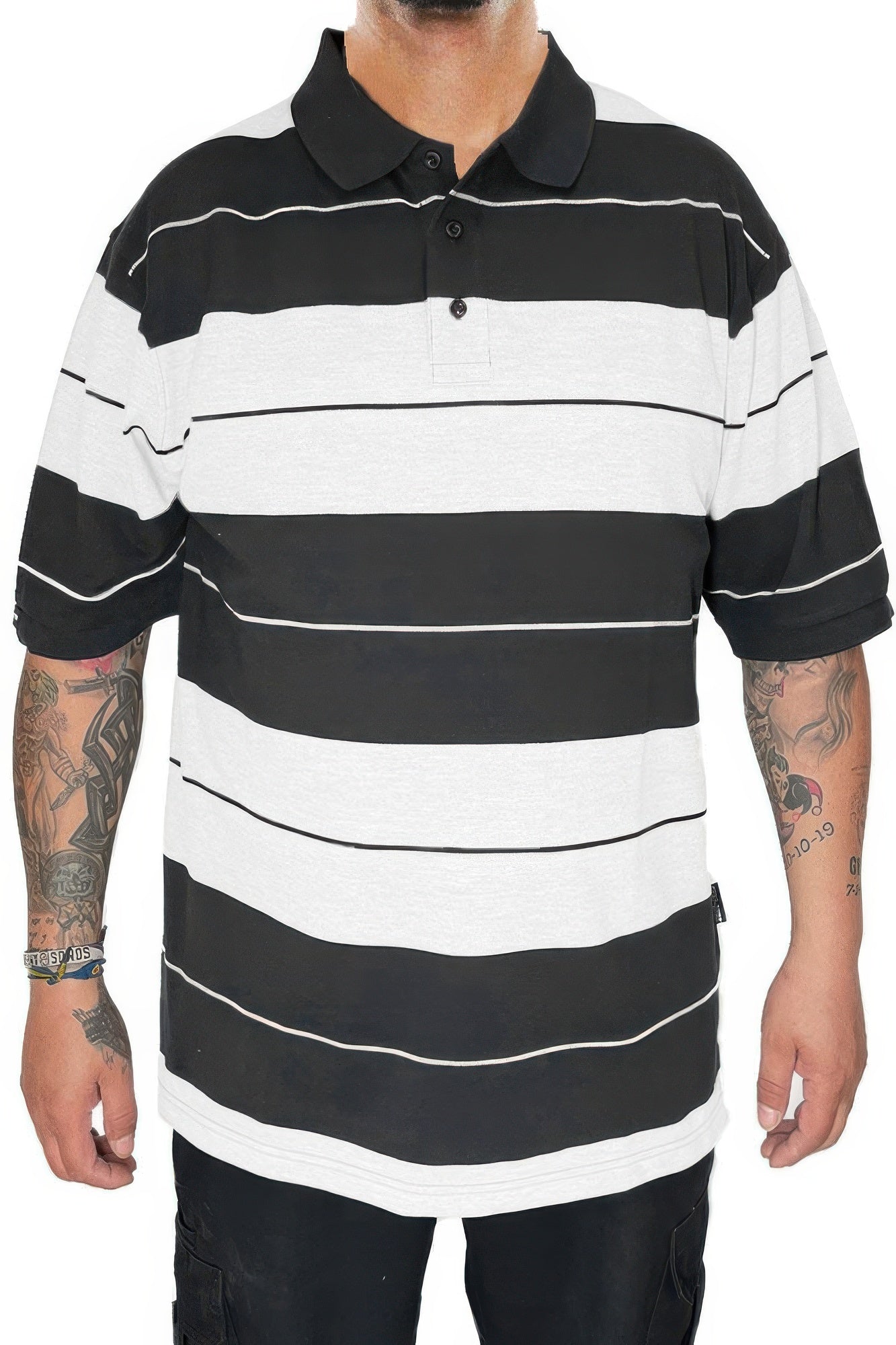 Men's Polo Shirt Striped & Solid Short Sleeve Pique 3-Button Casual Work Top