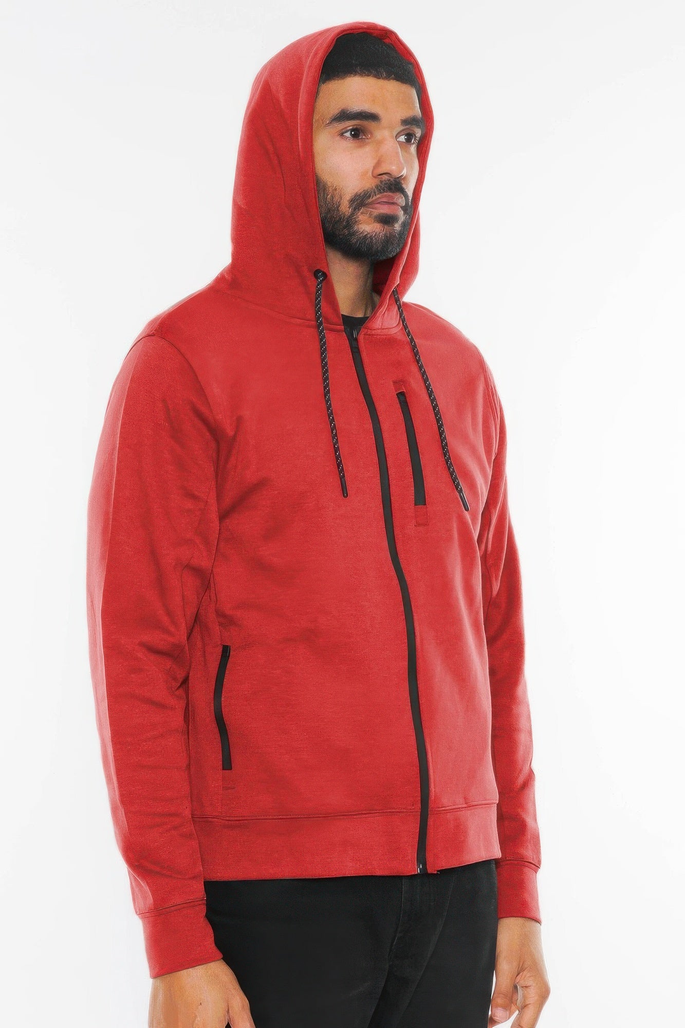 Mens Tracksuit Set Solid Stacked Flared Track Fleece Hooded Jacket & Pant Set