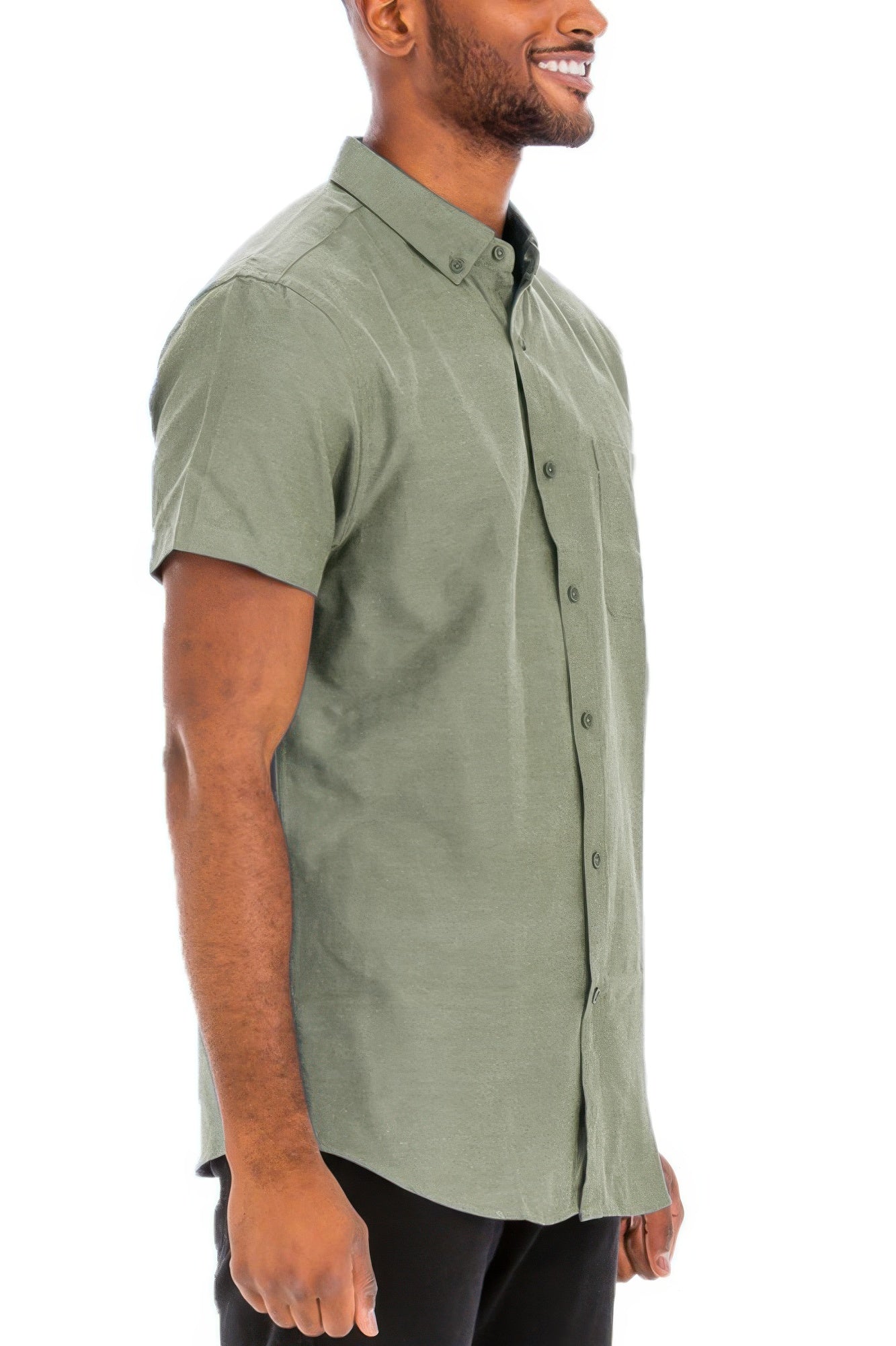 Men's Short Sleeve Solid Shirt Button Up Pocket Casual Dress Shirt