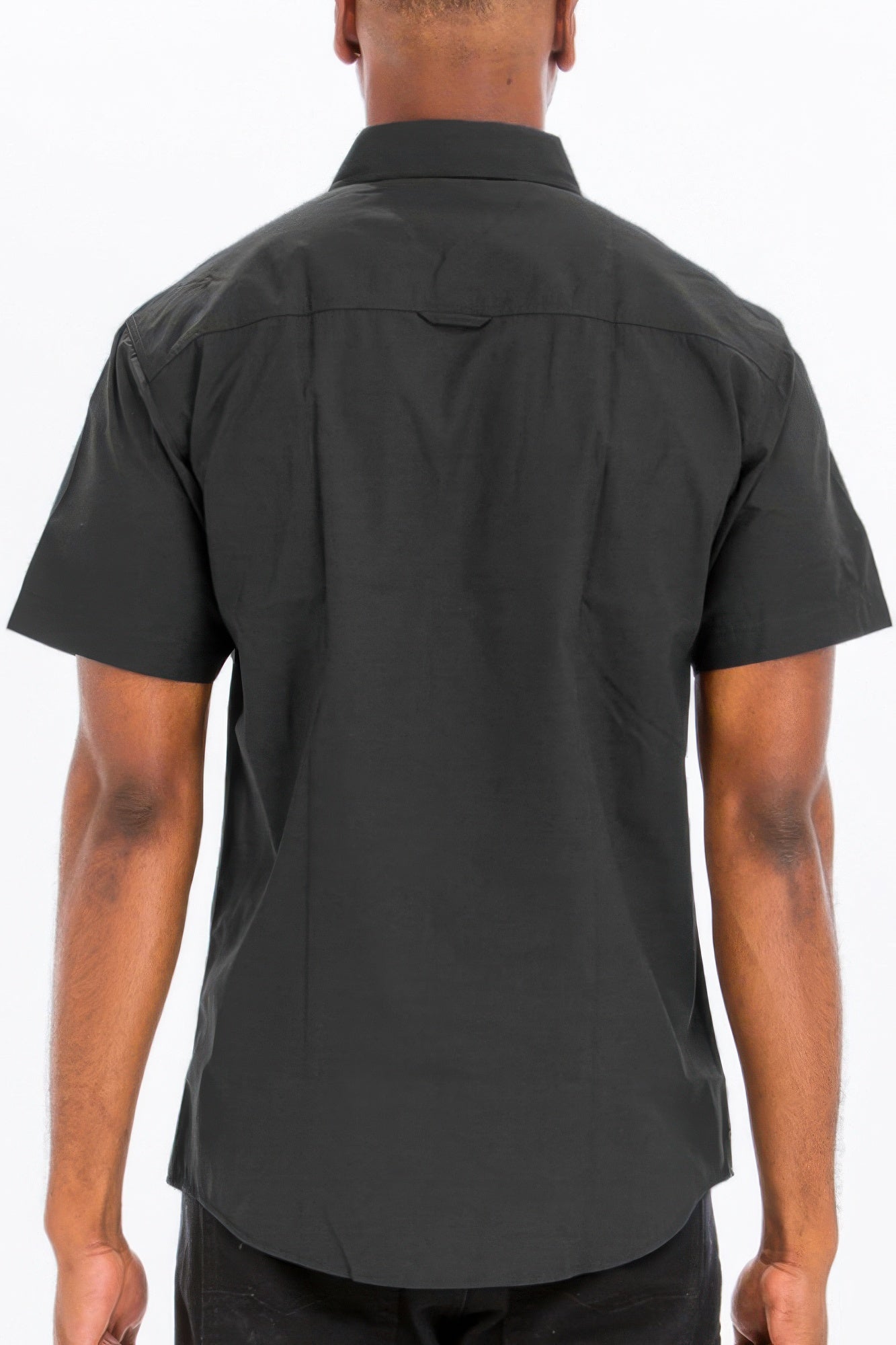 Men's Short Sleeve Solid Shirt Button Up Chest Pockets Casual Dress Shirt