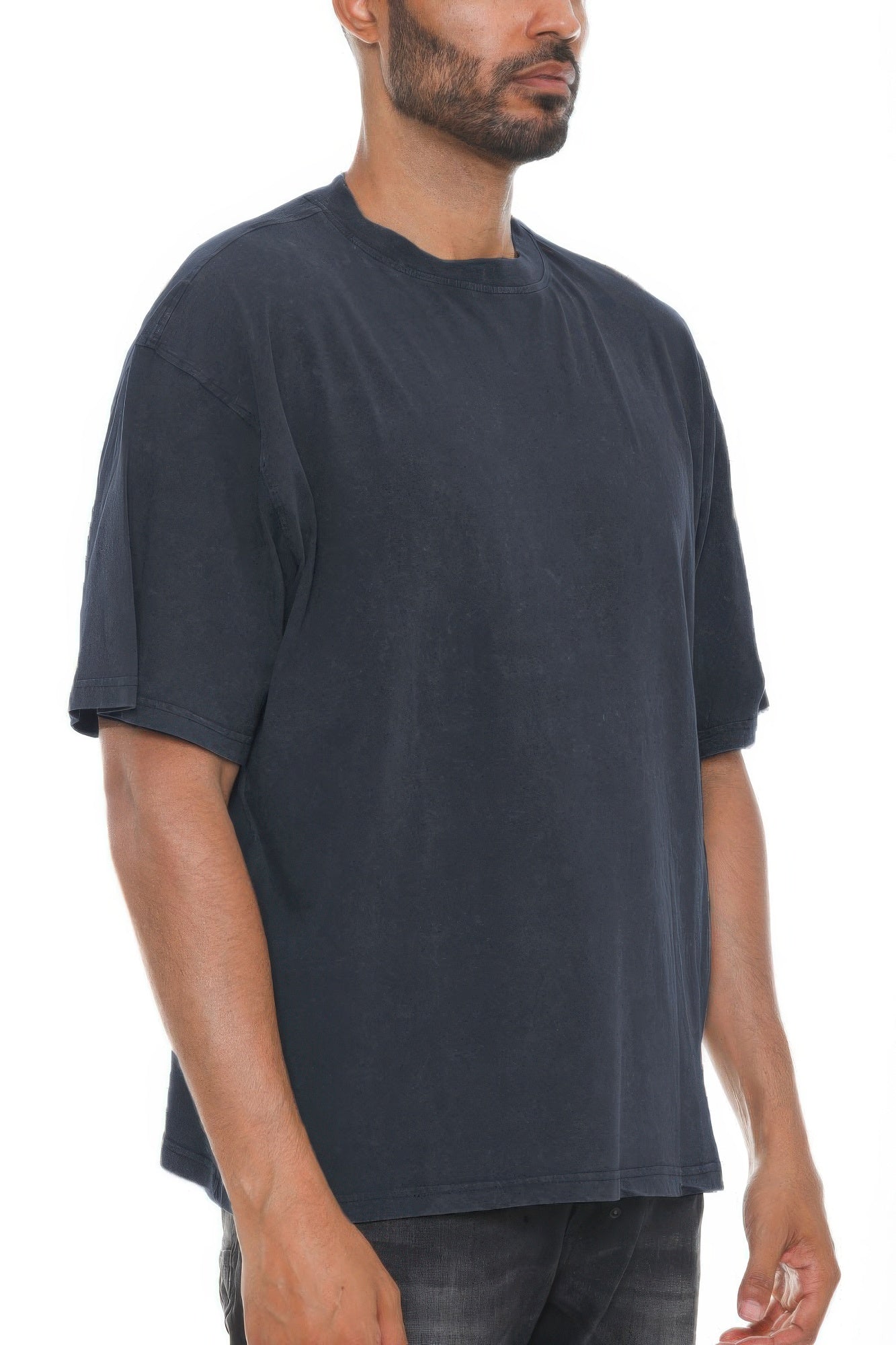Mens River Wash Drop Shoulder T-Shirt Round Neck Soft Cotton Tee Shirt