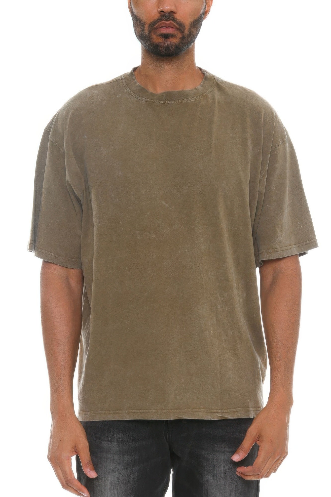 Mens River Wash Drop Shoulder T-Shirt Round Neck Soft Cotton Tee Shirt