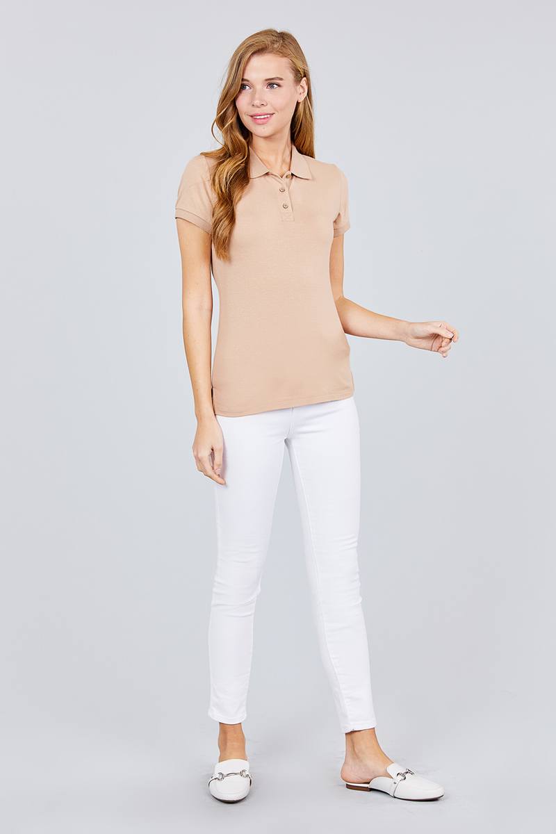 Women Plus Size Classic Pique Cotton Polo Top Short Sleeve Collar Casual T-Shirt