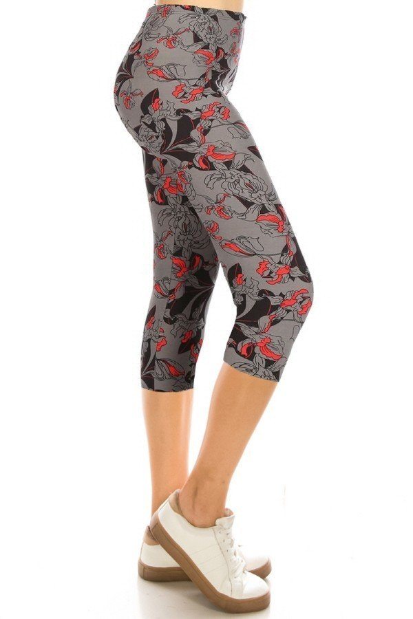Women's Capri 3/4 Length Print Leggings Stretch Fitness Yoga Pants