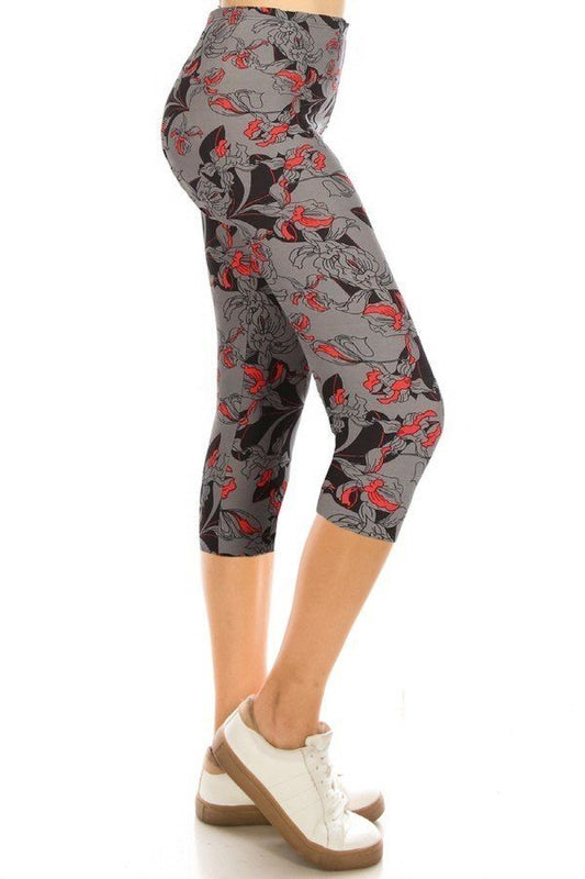 Women's Capri 3/4 Length Print Leggings Stretch Fitness Yoga Pants
