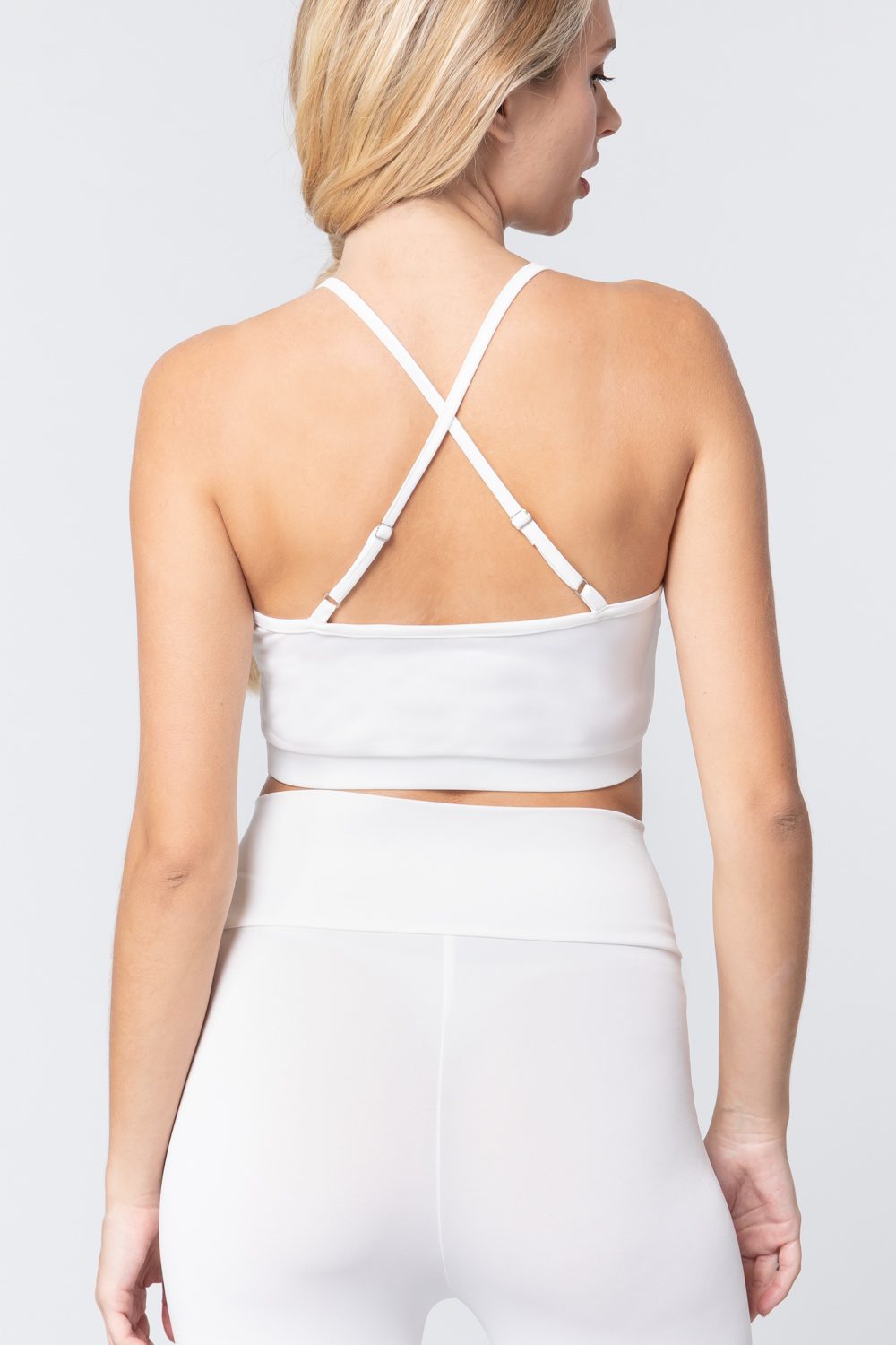 Women's Round Neck Cami Bra Top Cross Back Workout Yoga Soft Tank