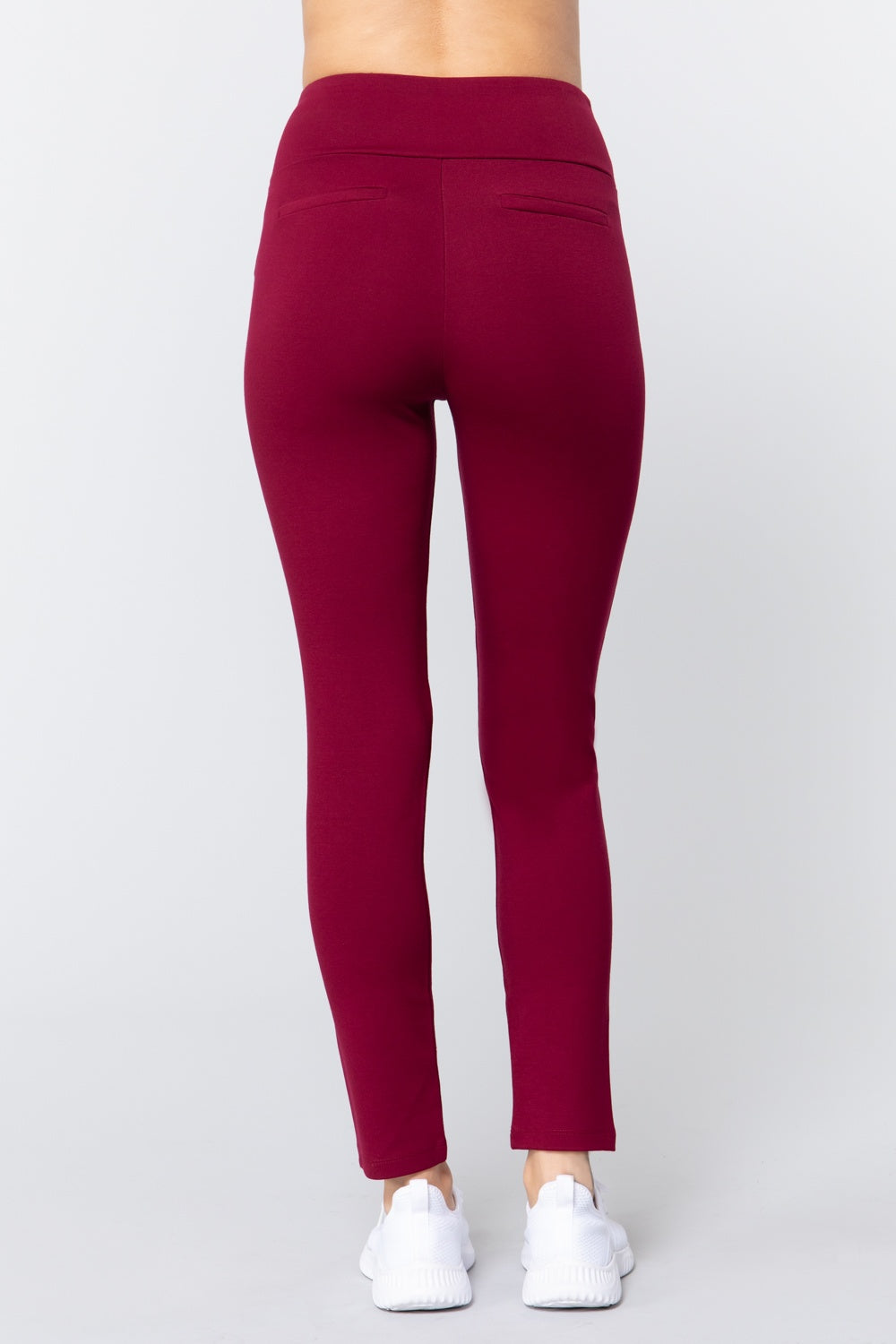 Women's Long Ponte Yoga Pants Rayon Stretch Knit Waist Band Leggings Gym Fitness